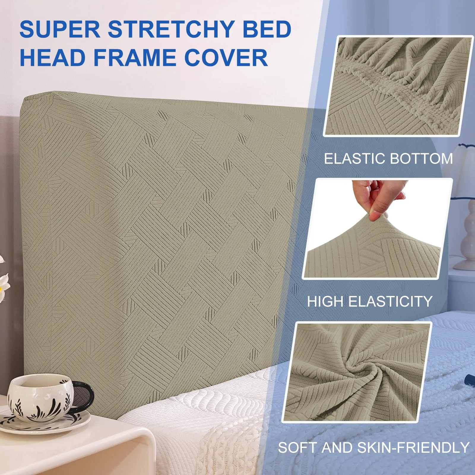 Ystyle Copri Testiera Letto Elasticizzata, 120cm, Cachi - immagine 5