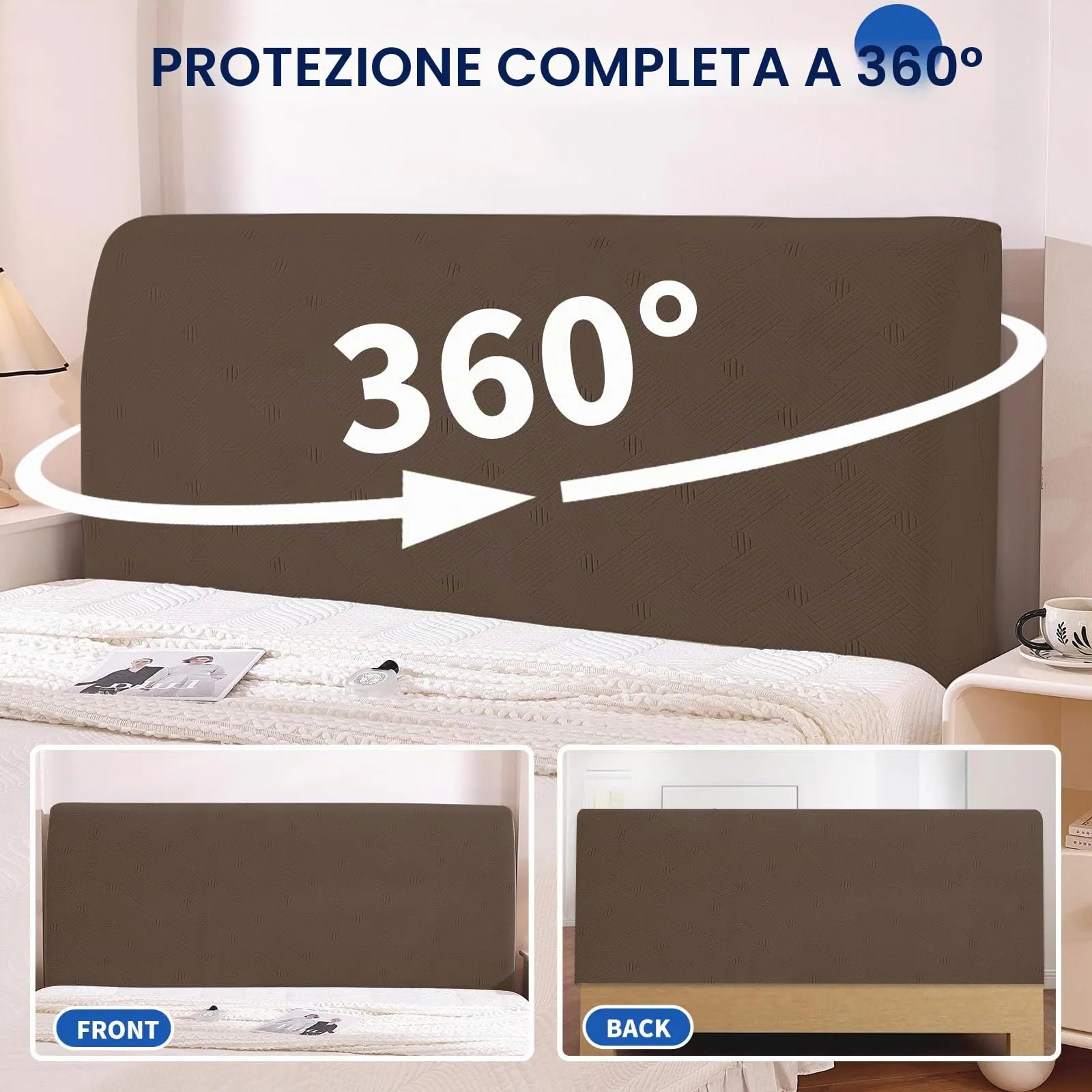 Ystyle Copri Testiera Letto Elasticizzata, 120cm, Caffè - immagine 6