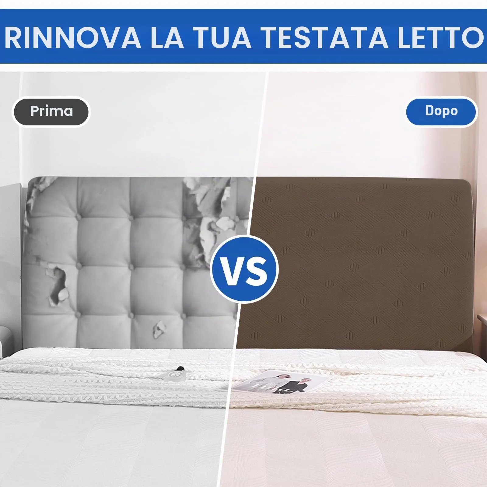 Ystyle Copri Testiera Letto Elasticizzata, 120cm, Caffè - immagine 7