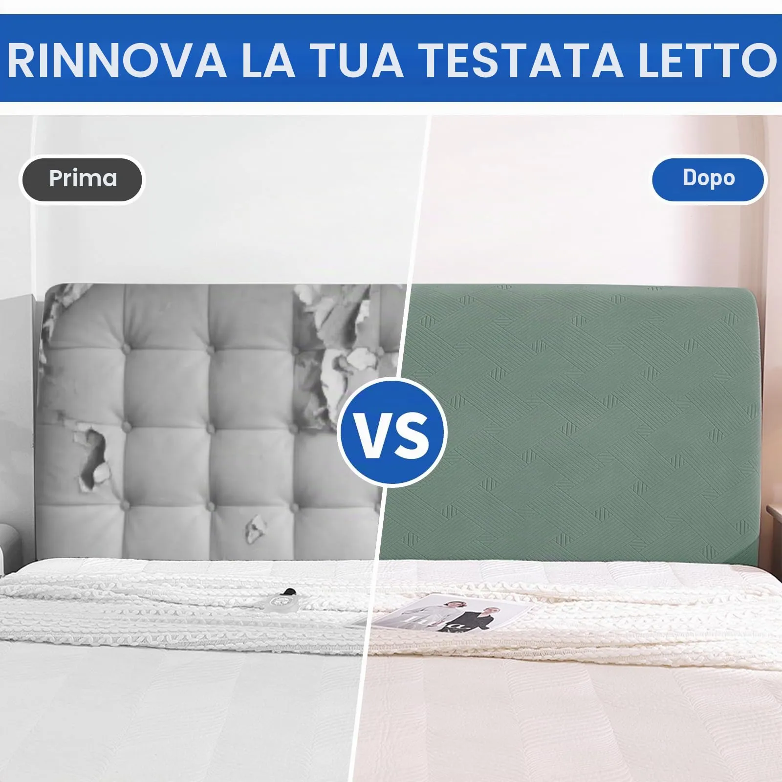 Ystyle Copri Testiera Letto Elasticizzata Matrimoniale, 180cm, Verde Chiaro - immagine 7