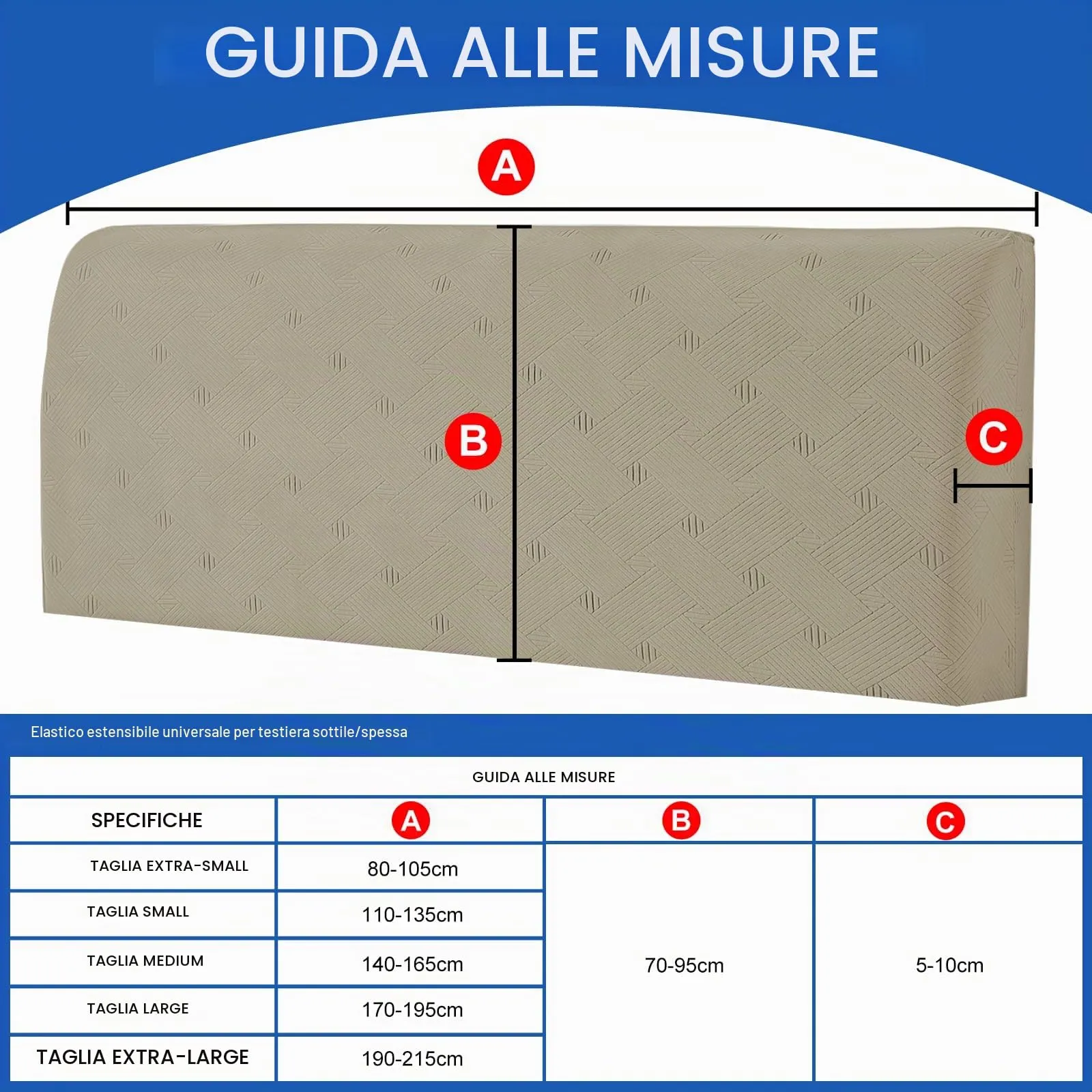 Ystyle Copri Testiera Letto Elasticizzata Matrimoniale, 180cm, Cachi - immagine 3
