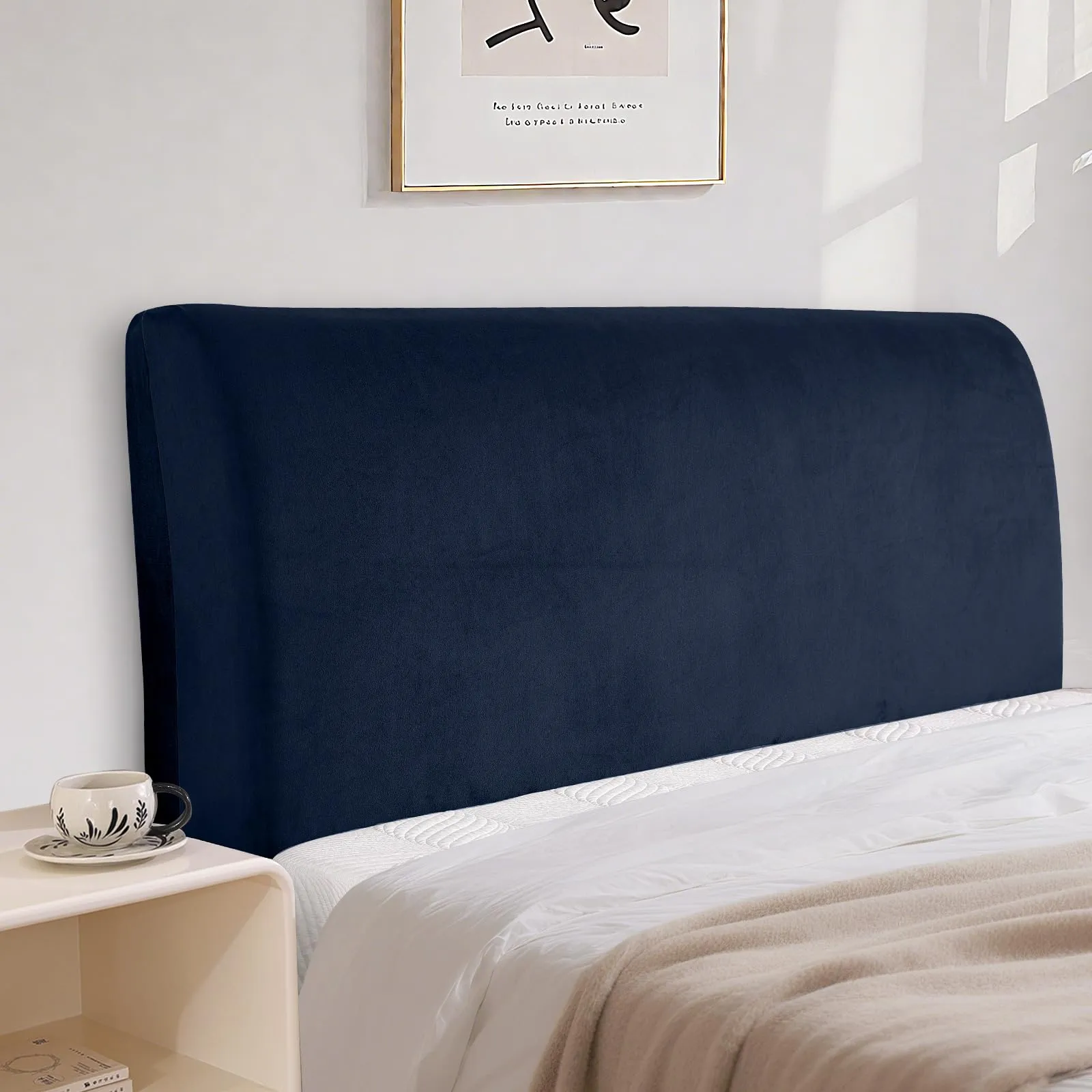 CYCMACO Copri Testata Letto in Velluto Universale, 180cm, Blu Scuro - immagine 1