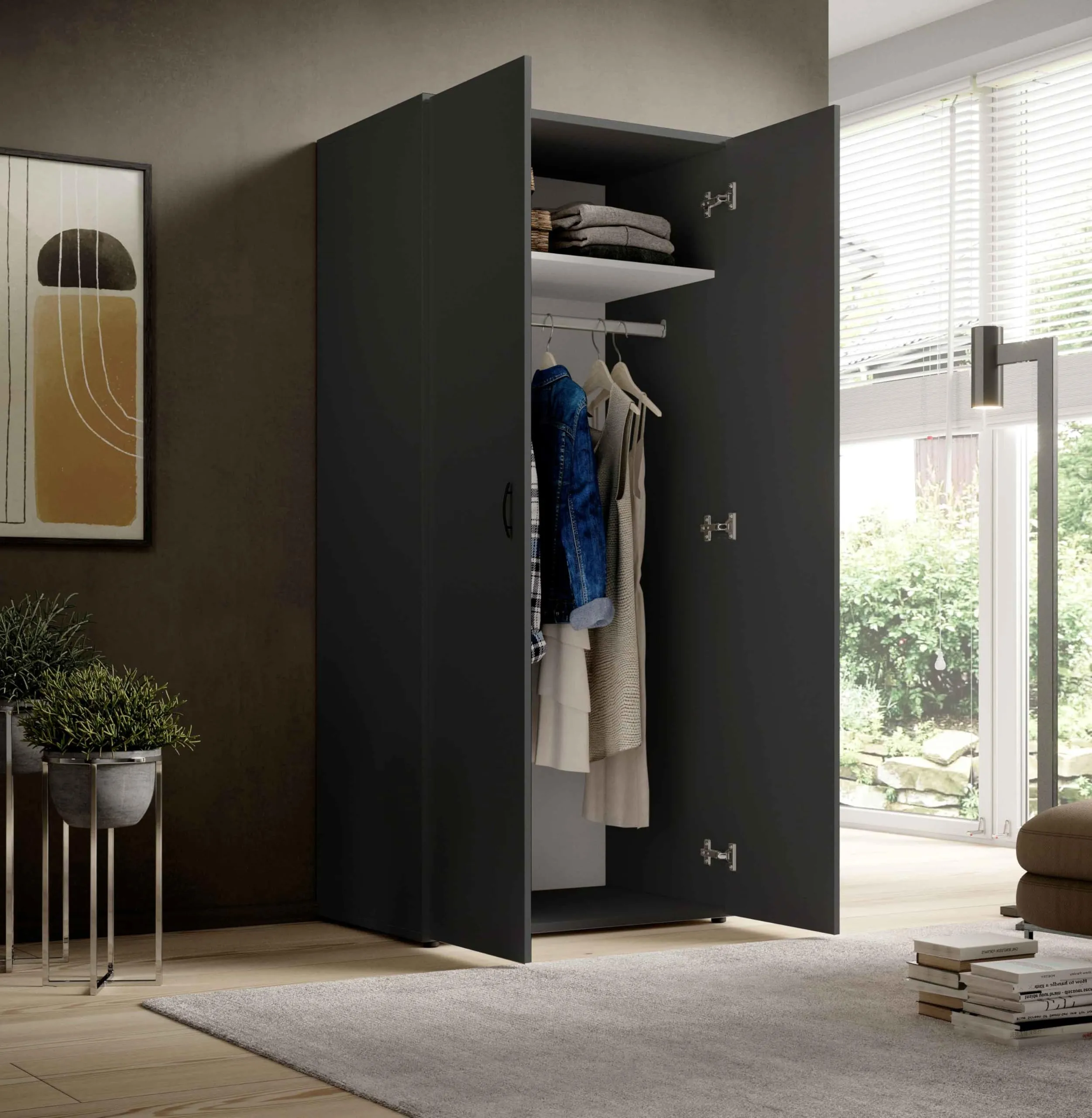 Avanti Trendstore Armadio Balu, 2 Ante a Battente, Grafite - immagine 8