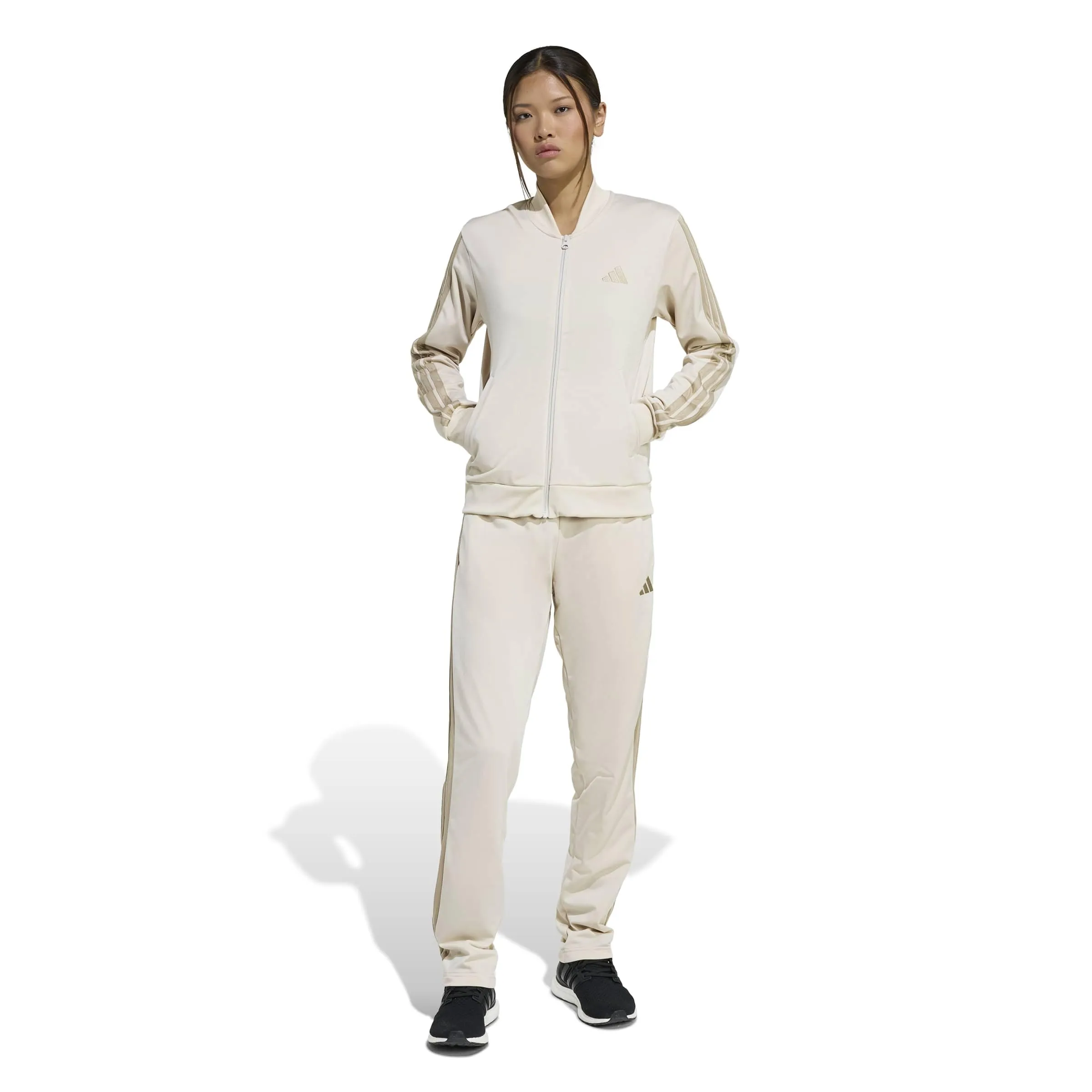 adidas Donna Essentials 3-Stripes Track Suit, Crystal Linen/Beige, S - immagine 3