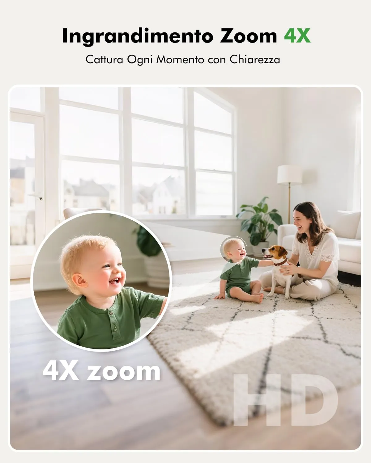 YESIMOM Baby Monitor WiFi 4.3", 360° PTZ Camera with Monitor - immagine 4