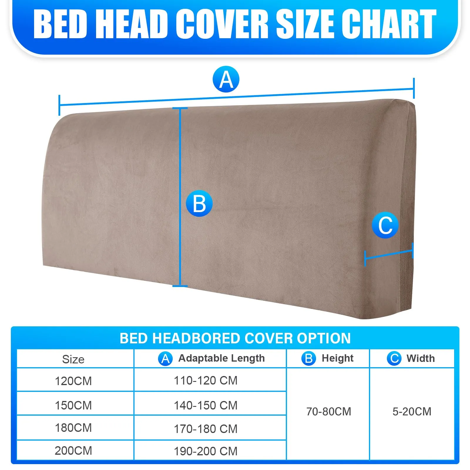 CYCMACO Copri Testata Letto in Velluto Universale 200cm, Cachi - immagine 3