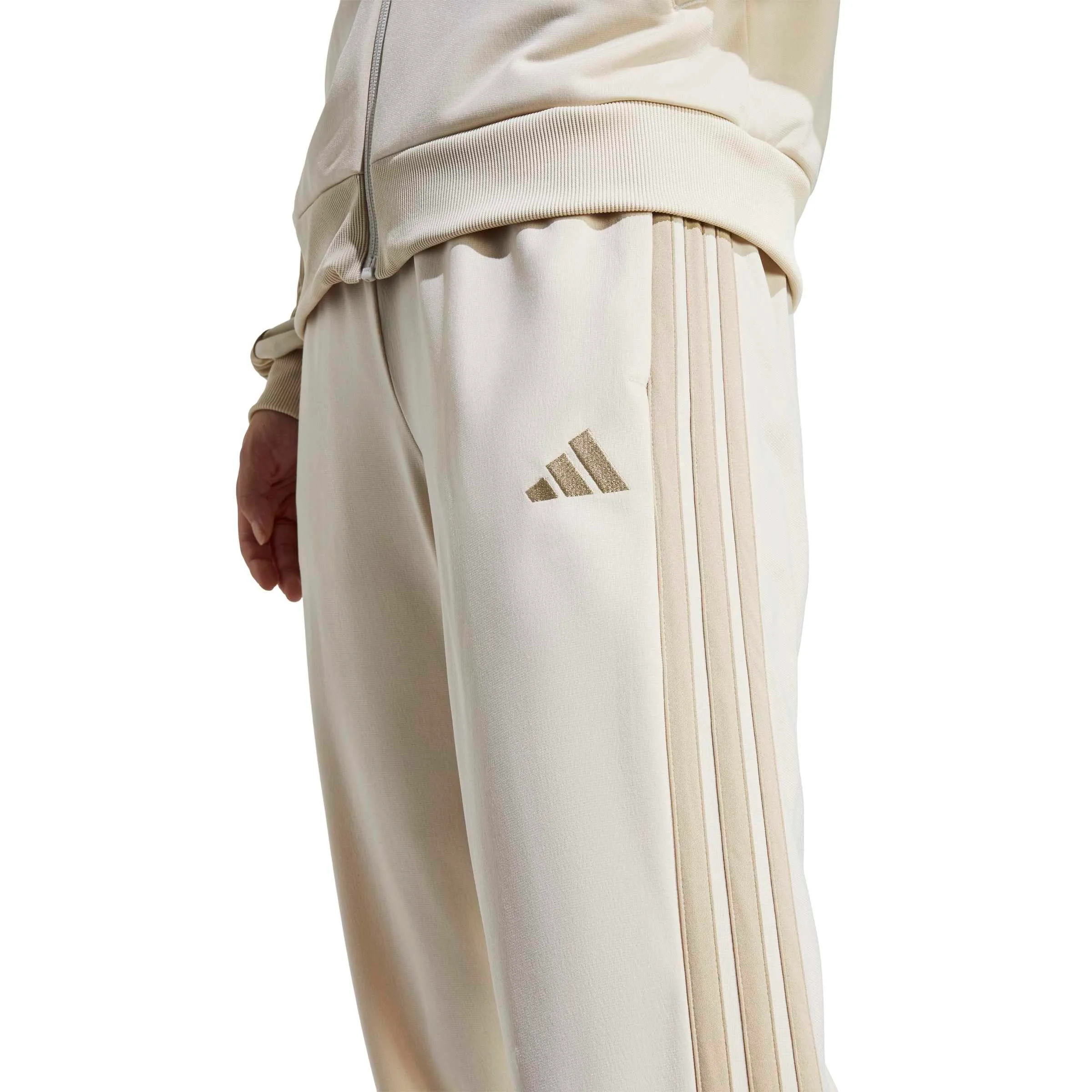 adidas Donna Essentials 3-Stripes Track Suit - Crystal Linen/beige, L - immagine 5