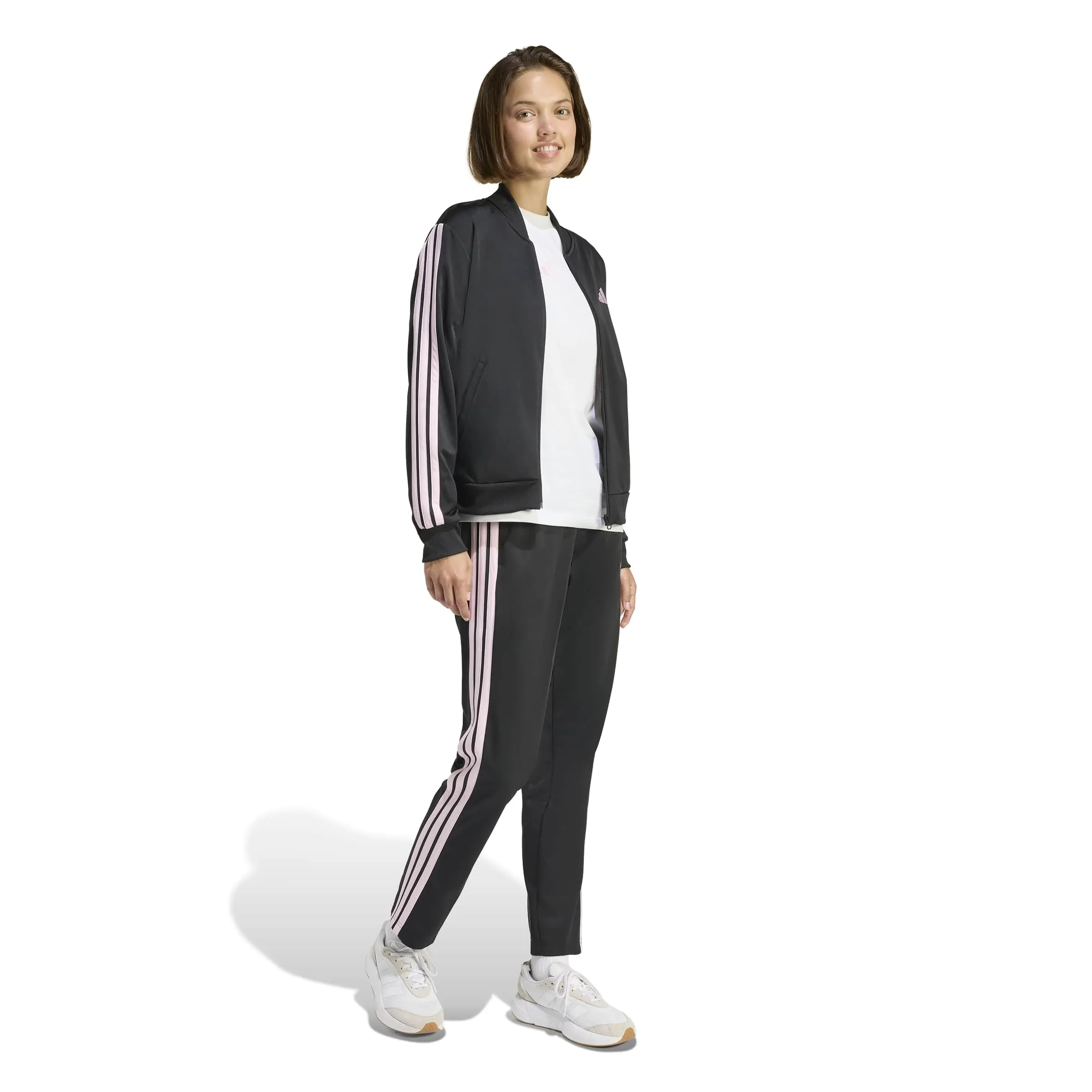 adidas Donna Essentials 3-Stripes Track Suit, black/clear pink, S - immagine 6