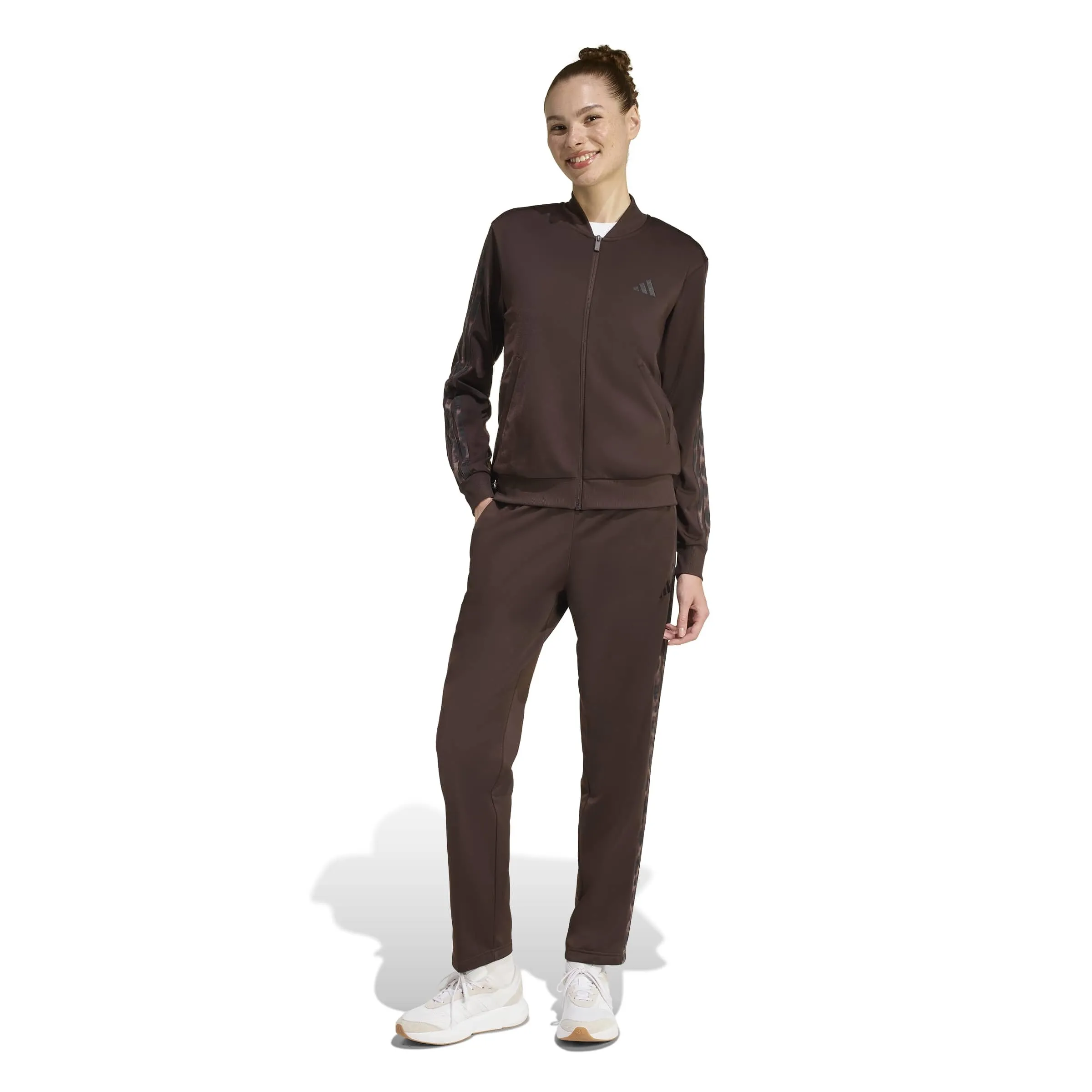adidas Donna Essentials 3-Stripes Track Suit, Aurora Coffee/Multicolor, XL - immagine 3