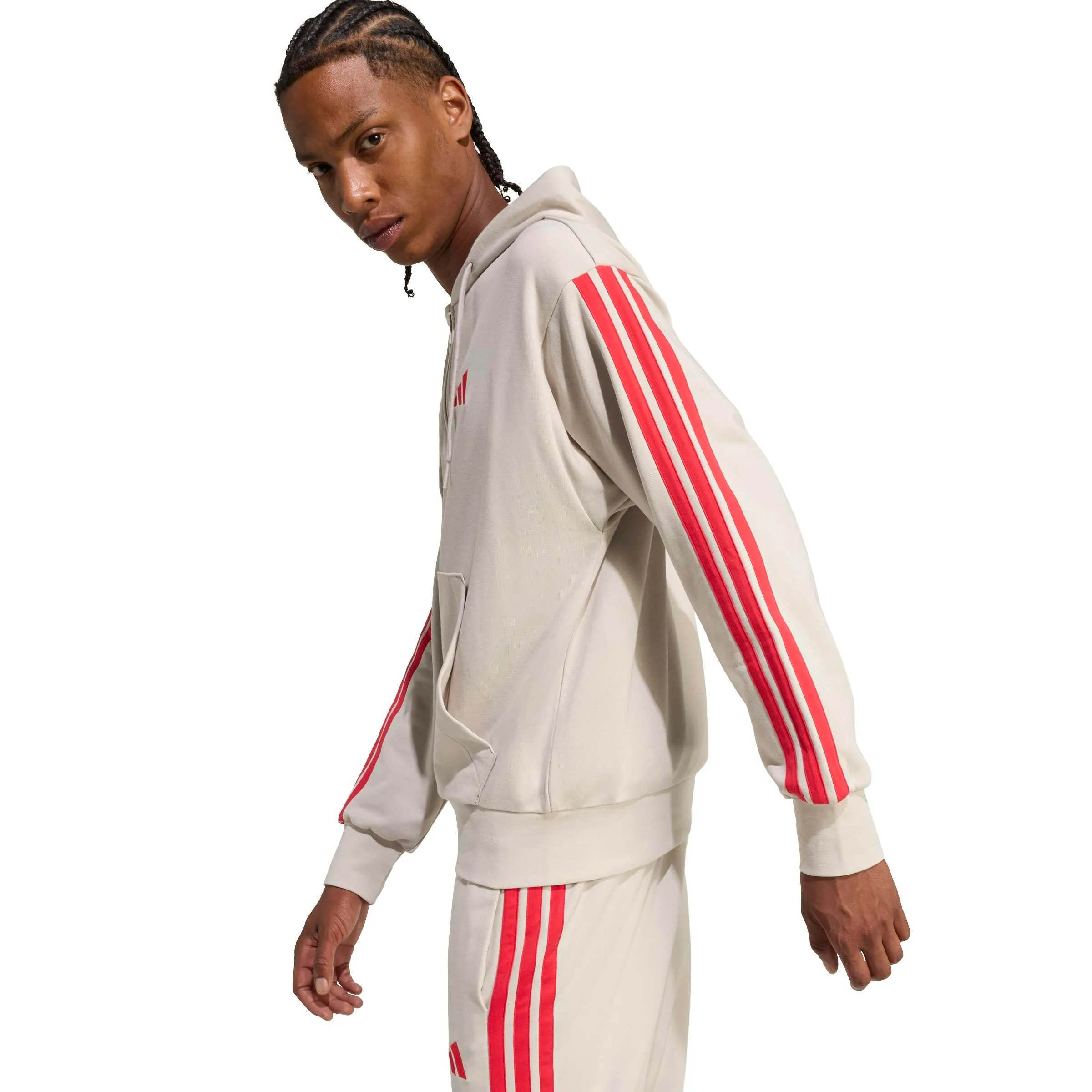 adidas Essential Three Stripes French Terry Fullzip Hoodie, Wonder Alumina/Pure Ruby, 4XL - immagine 5
