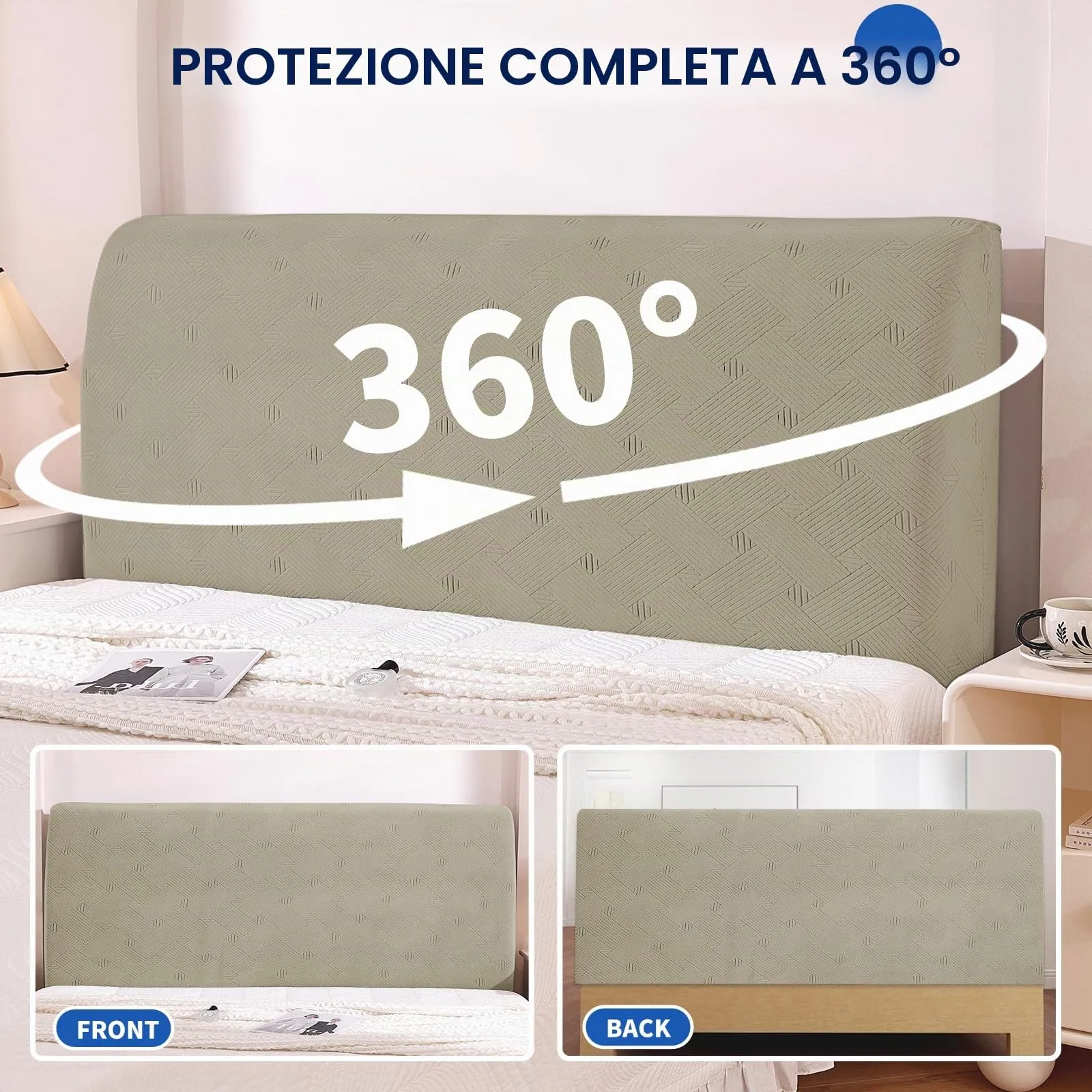 Ystyle Copri Testiera Letto Elasticizzata Matrimoniale, 200cm, Cachi - immagine 6