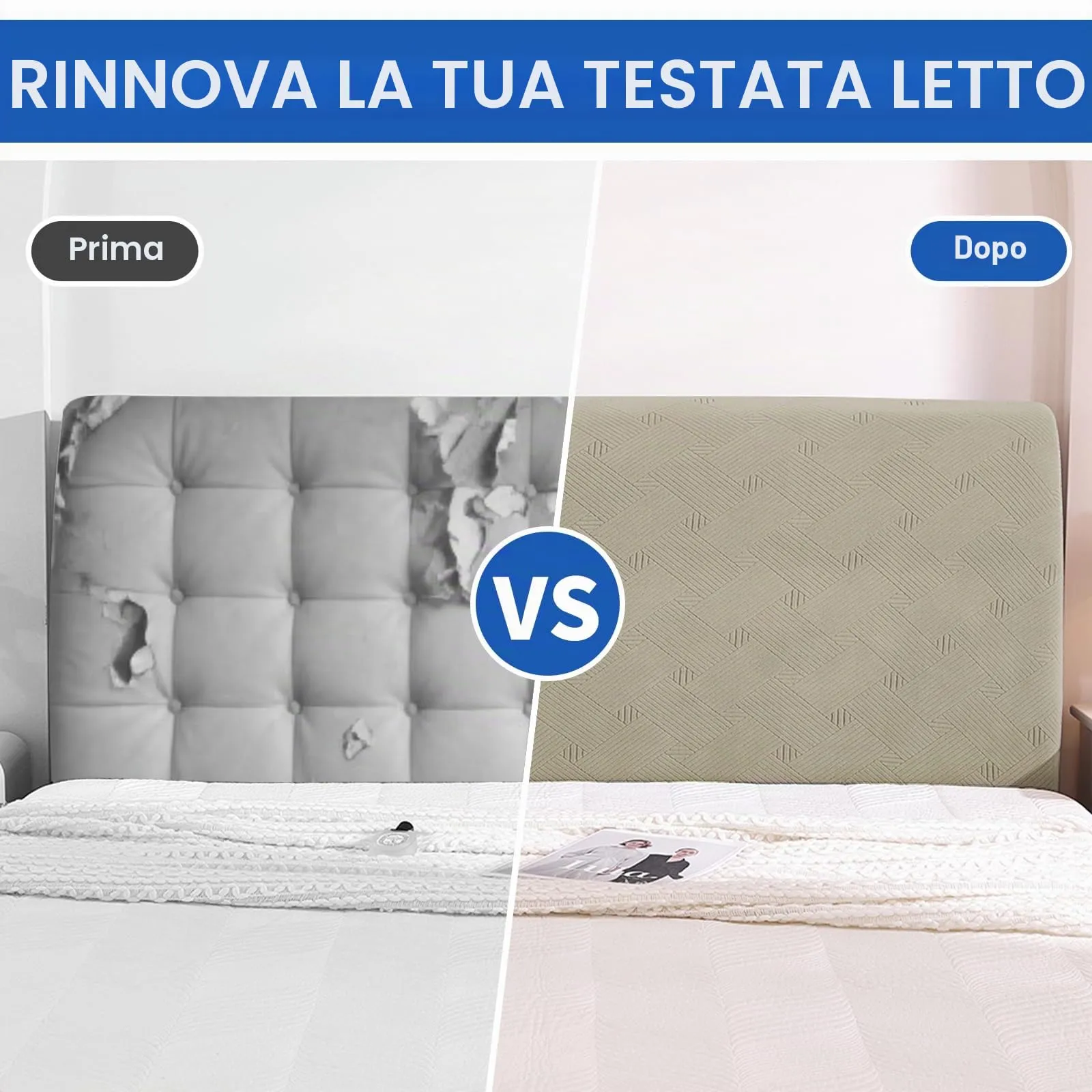 Ystyle Copri Testiera Letto Elasticizzata Matrimoniale, 200cm, Cachi - immagine 7