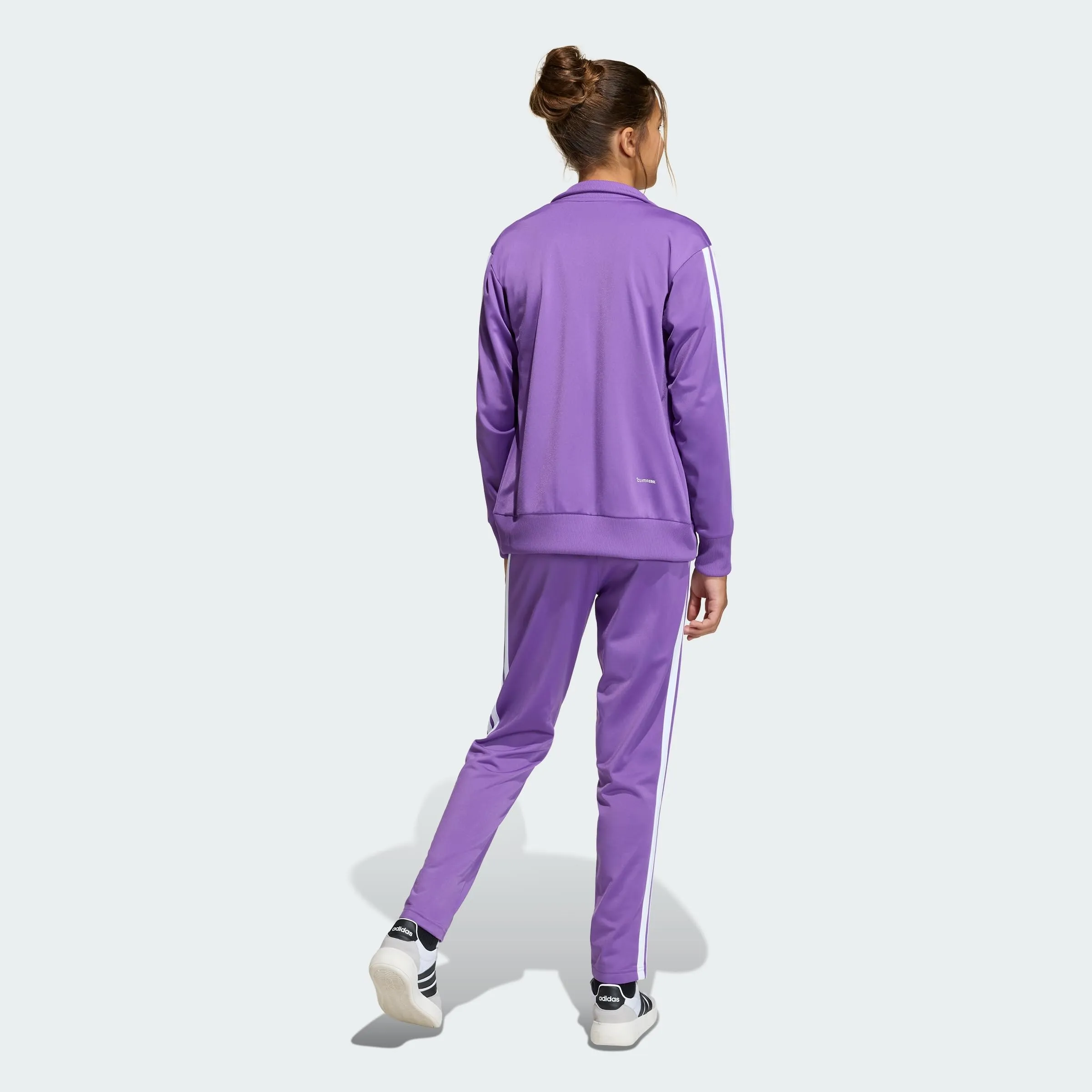 adidas Seasonal Essentials Tiberio 3 Stripes Tricot Tracksuit, Active Purple/White, 11-12 Years - immagine 4