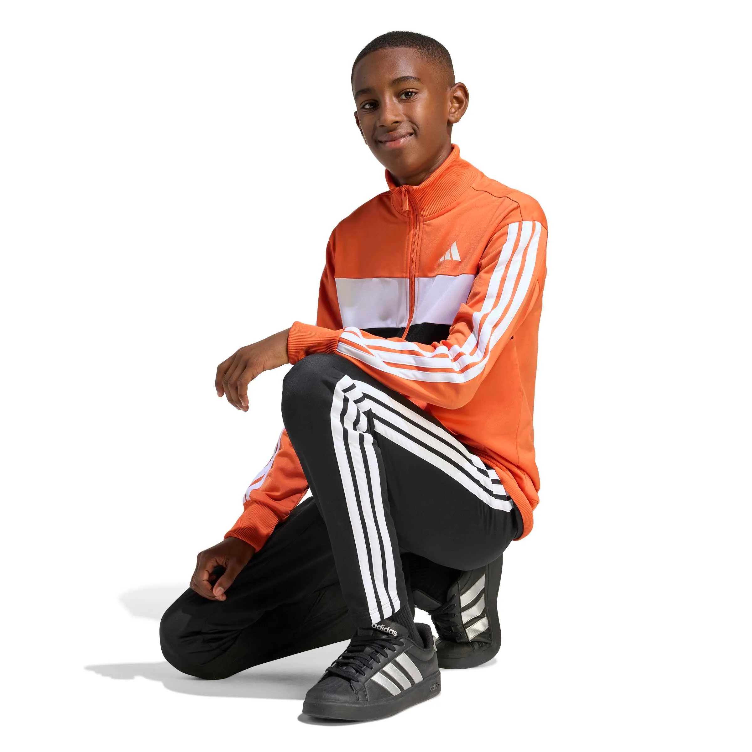 adidas Seasonal Essentials Tiberio 3 Stripes Tricot Tracksuit, Dusky Orange/White, 11-12 Years - immagine 6