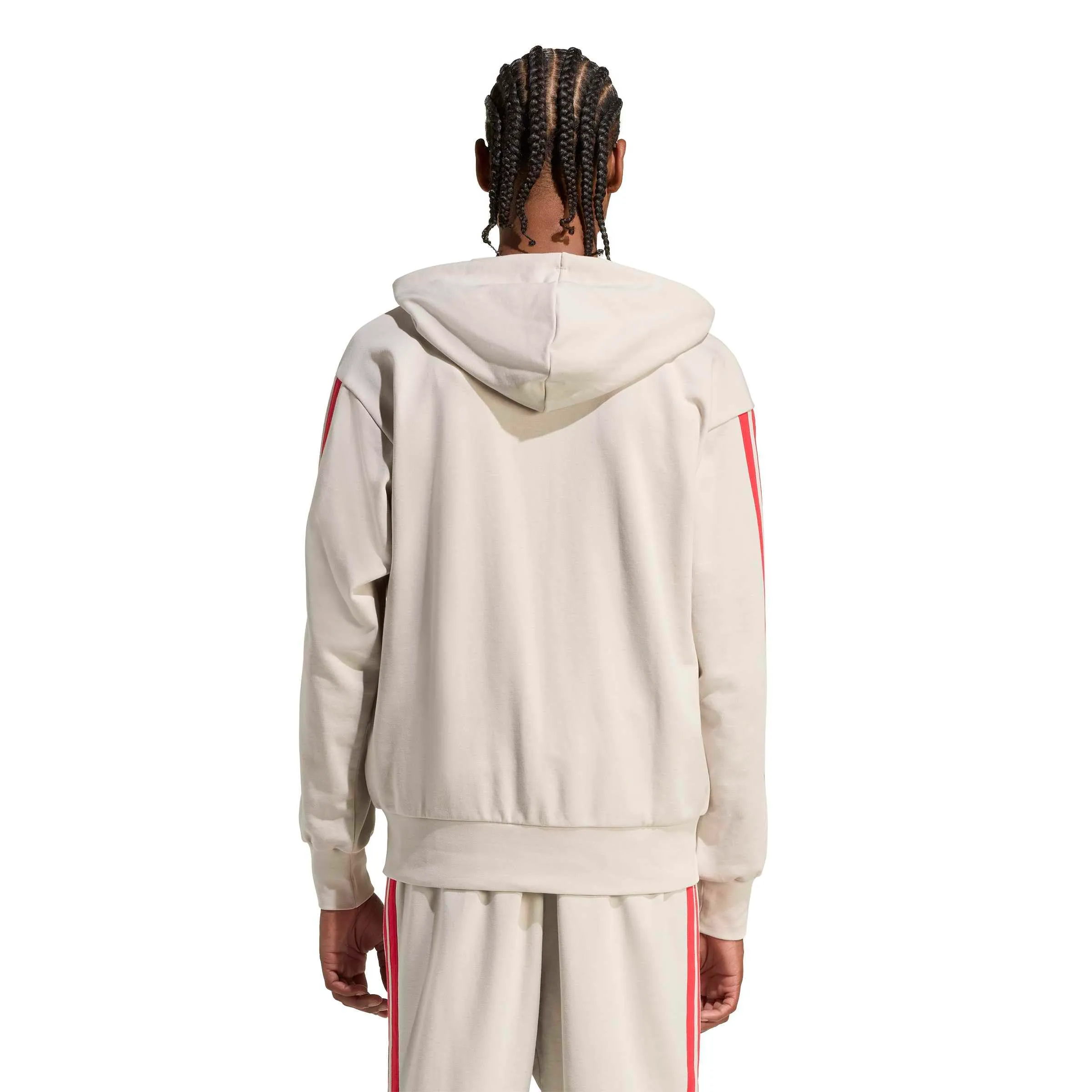 adidas Essential Three Stripes French Terry Fullzip Hoodie - Wonder Alumina/Pure Ruby - XL - immagine 2