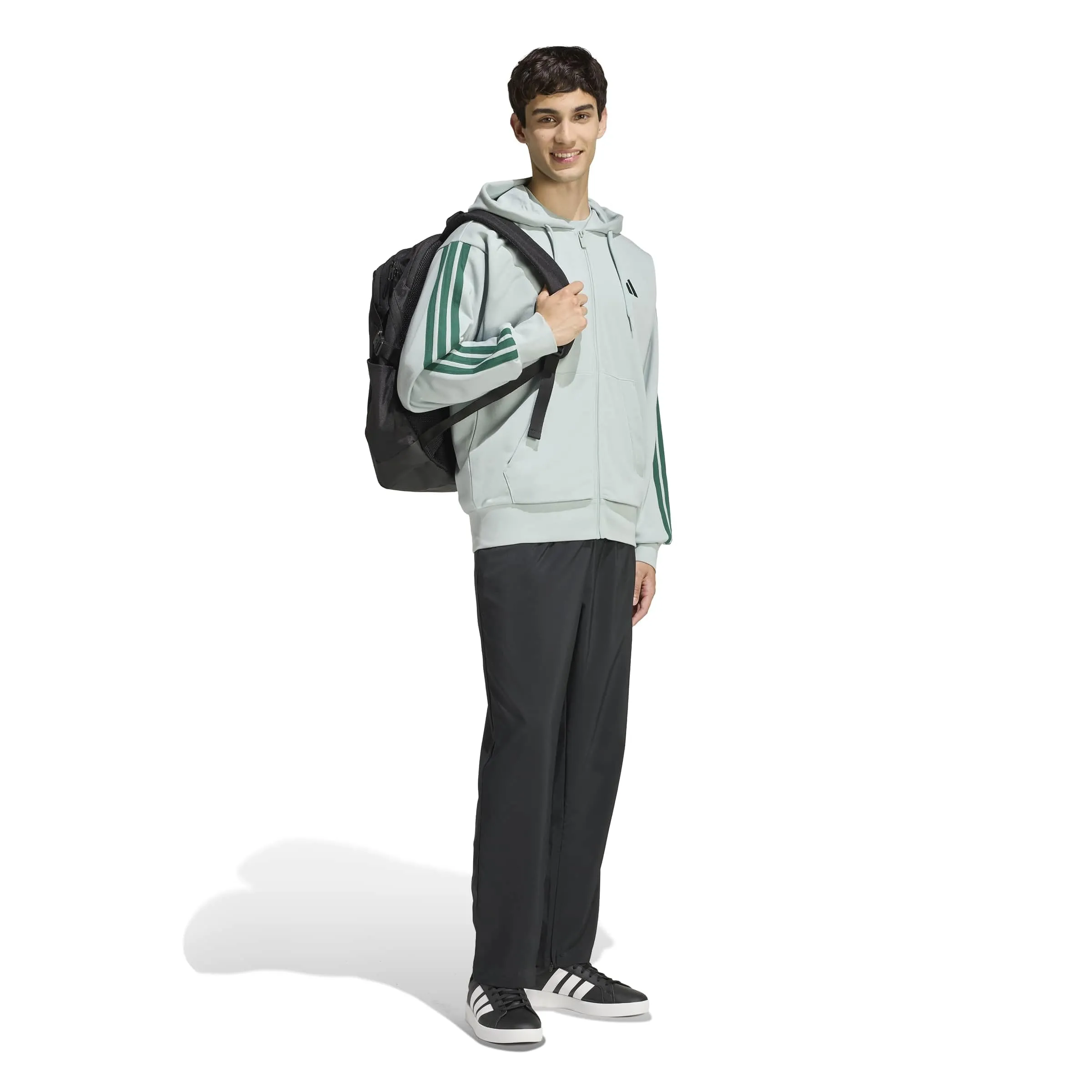 adidas Homme Essential Three Stripes French Terry Fullzip Hoodie, Wonder Sage/Collegiate Green, XS - immagine 6