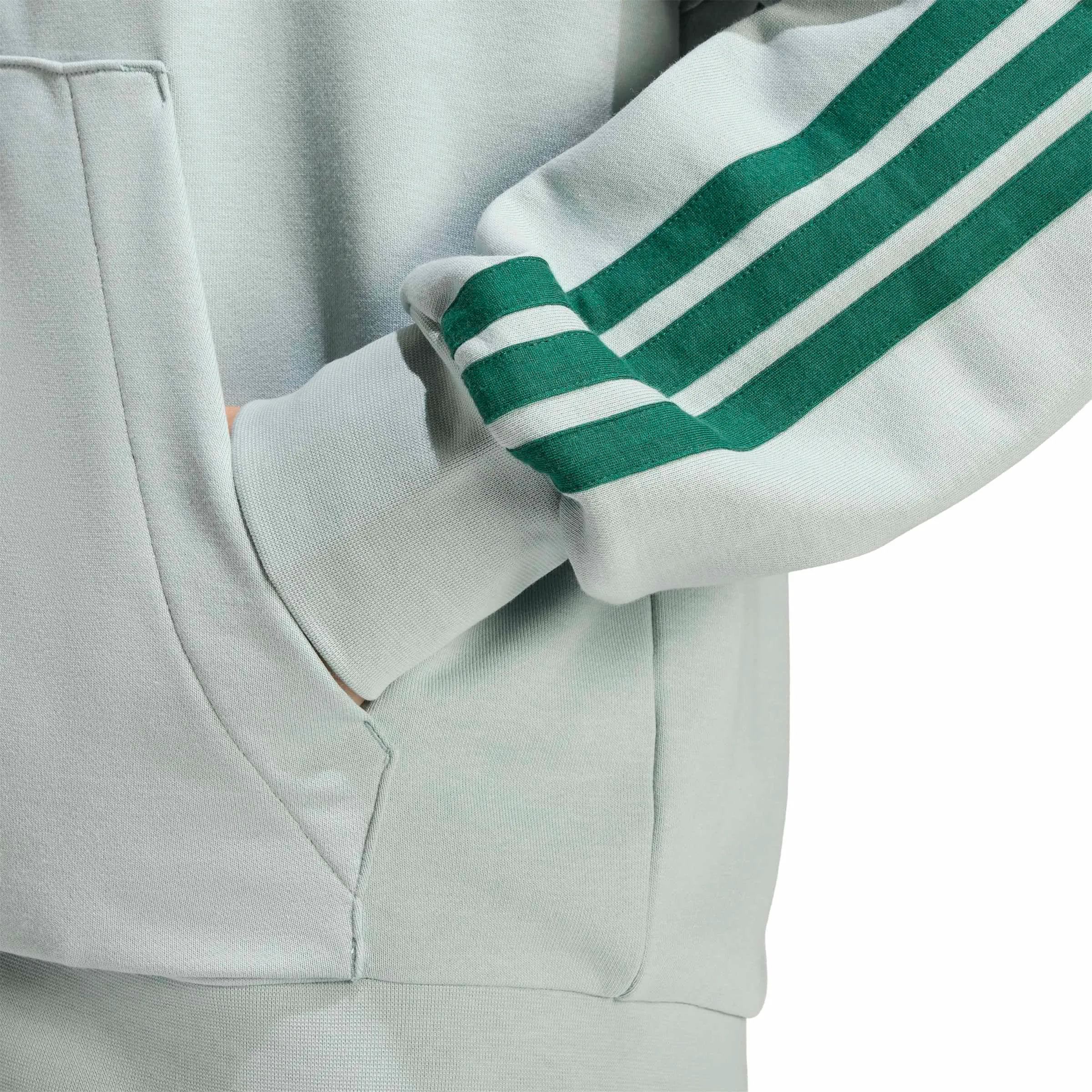 adidas Homme Essential Three Stripes French Terry Fullzip Hoodie - Wonder Sage/Collegiate Green, L - immagine 4