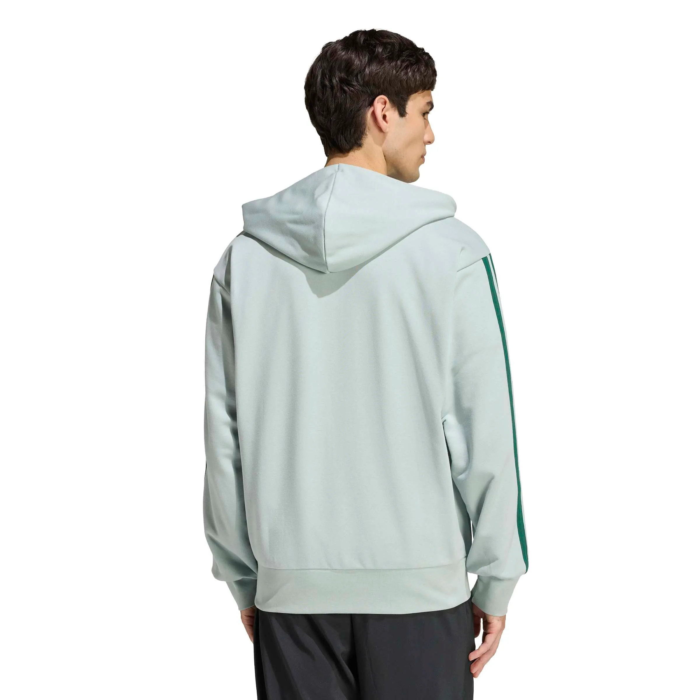 adidas Essential Three Stripes French Terry Fullzip Hoodie - Wonder Sage/Collegiate Green, XL - immagine 2