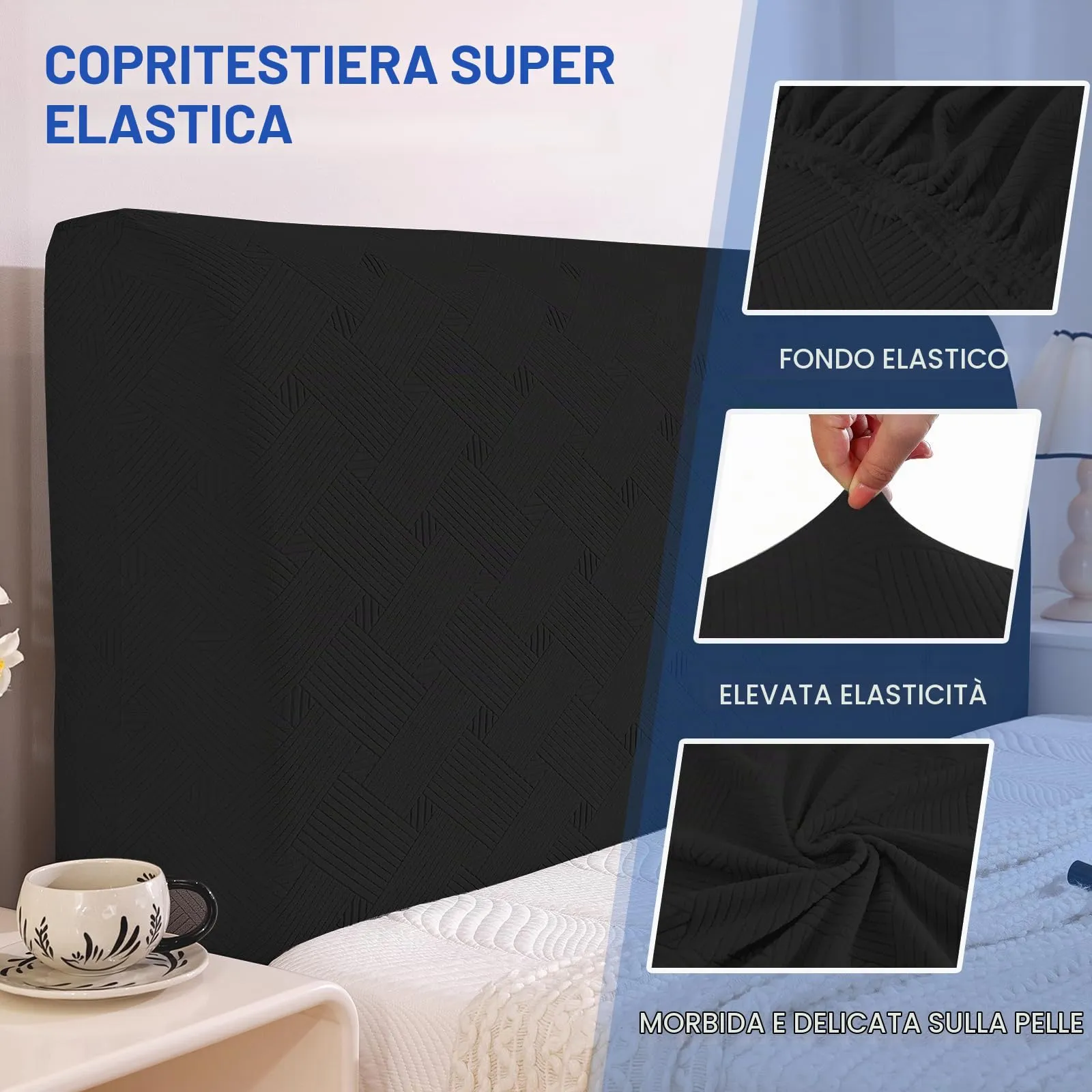 Ystyle Copri Testiera Letto Elasticizzata, 120cm, Nero - immagine 5