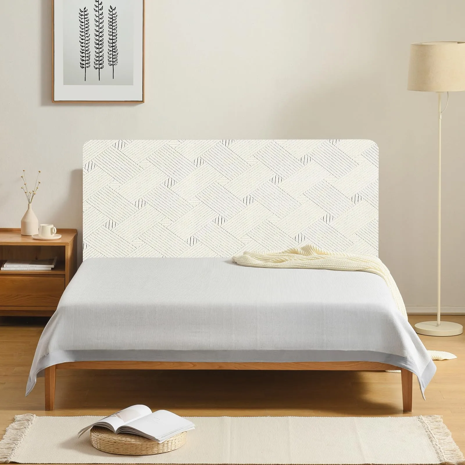 Ystyle Copri Testiera Letto Elasticizzata Matrimoniale, 200cm, Bianco - immagine 2