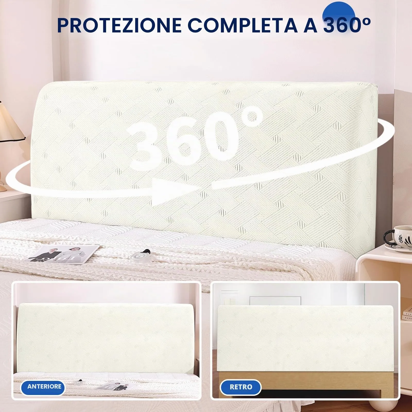 Ystyle Copri Testiera Letto Elasticizzata Matrimoniale, 200cm, Bianco - immagine 6