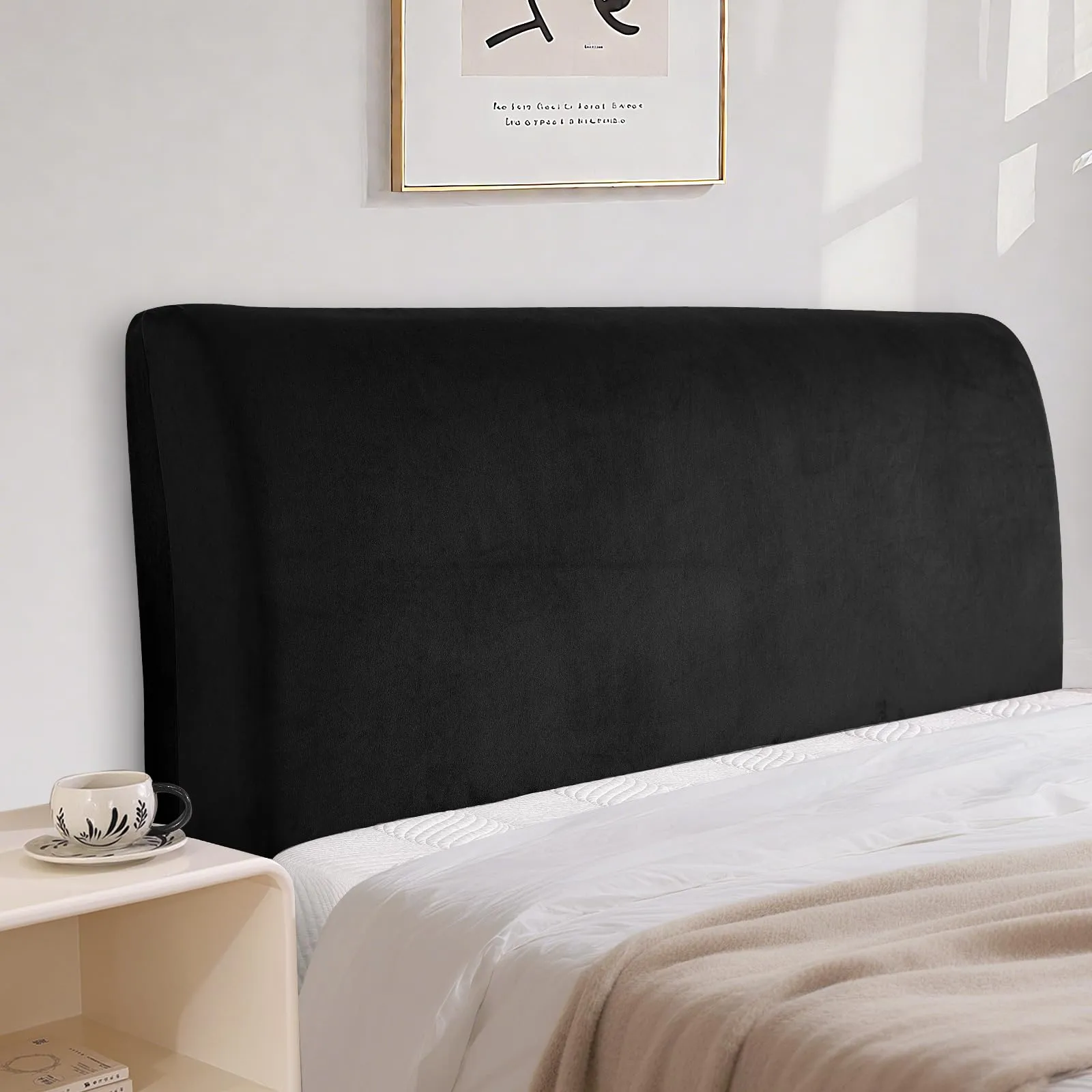 CYCMACO Copri Testata Letto in Velluto Universale, 200cm, Nero - immagine 1