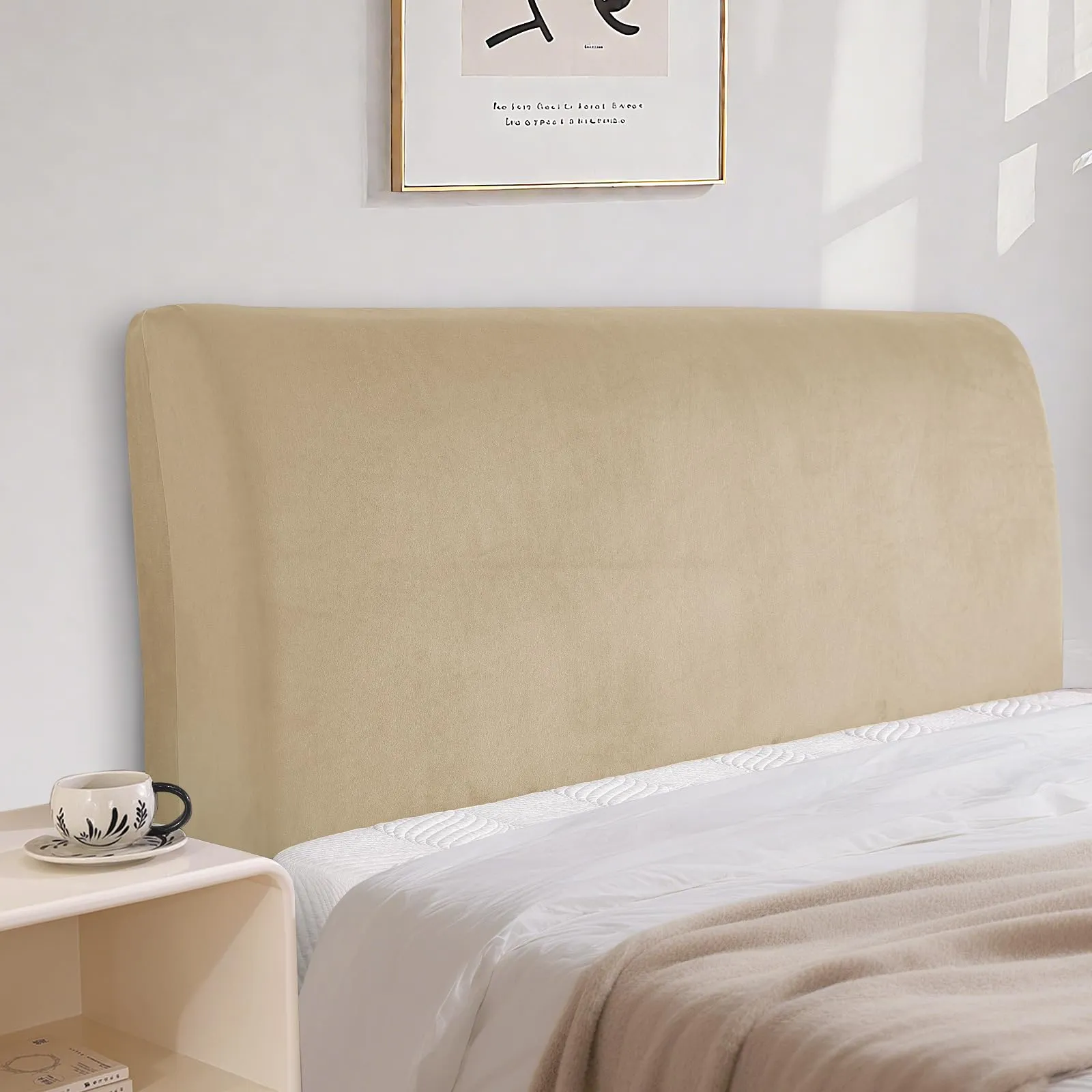 CYCMACO Copri Testata Letto Universale in Velluto, 200cm, Cammello - immagine 1