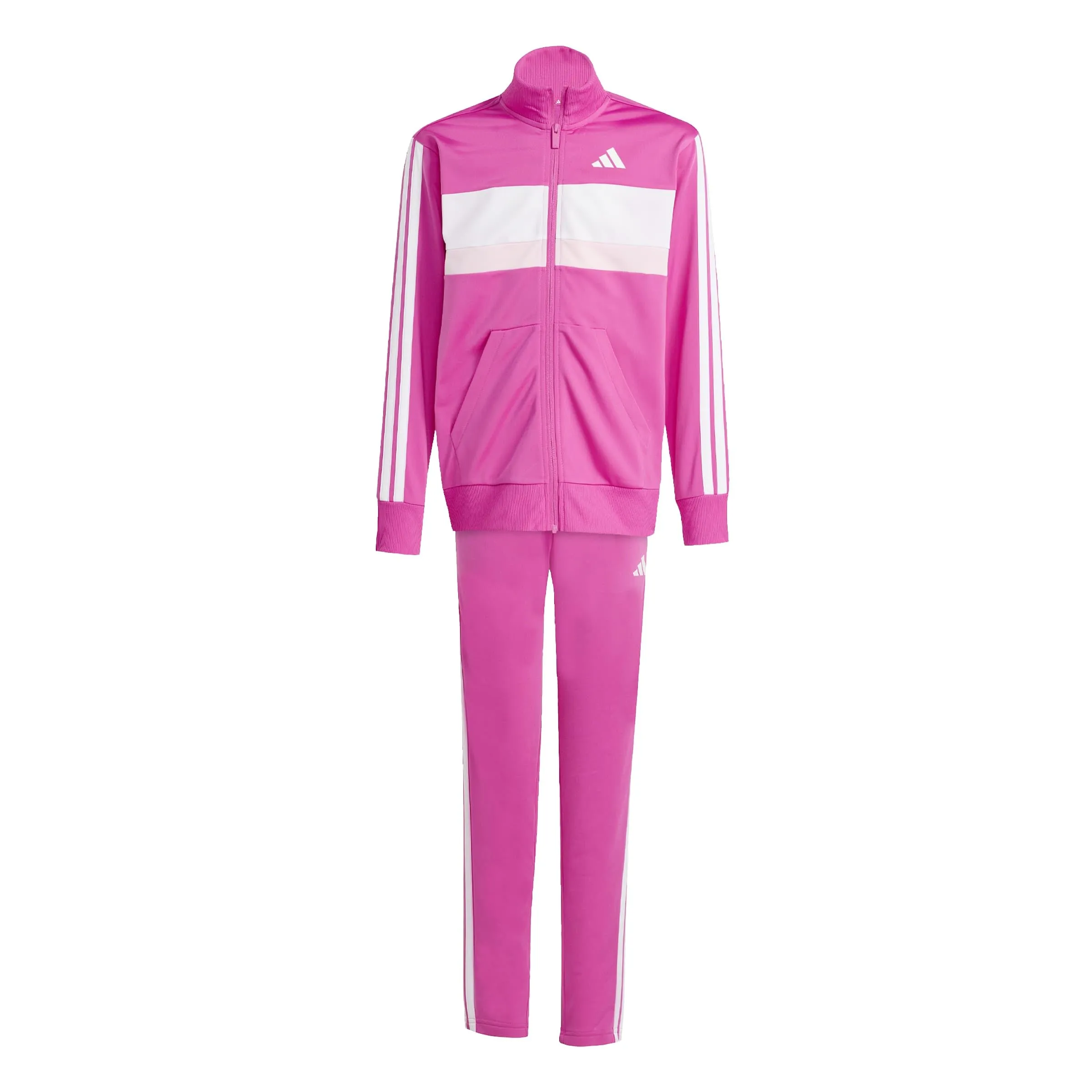 adidas Seasonal Essentials Tiberio 3 Stripes Tricot Tracksuit, Semi Lucid Fuchsia/Bright Yellow, 13-14 Years - immagine 1