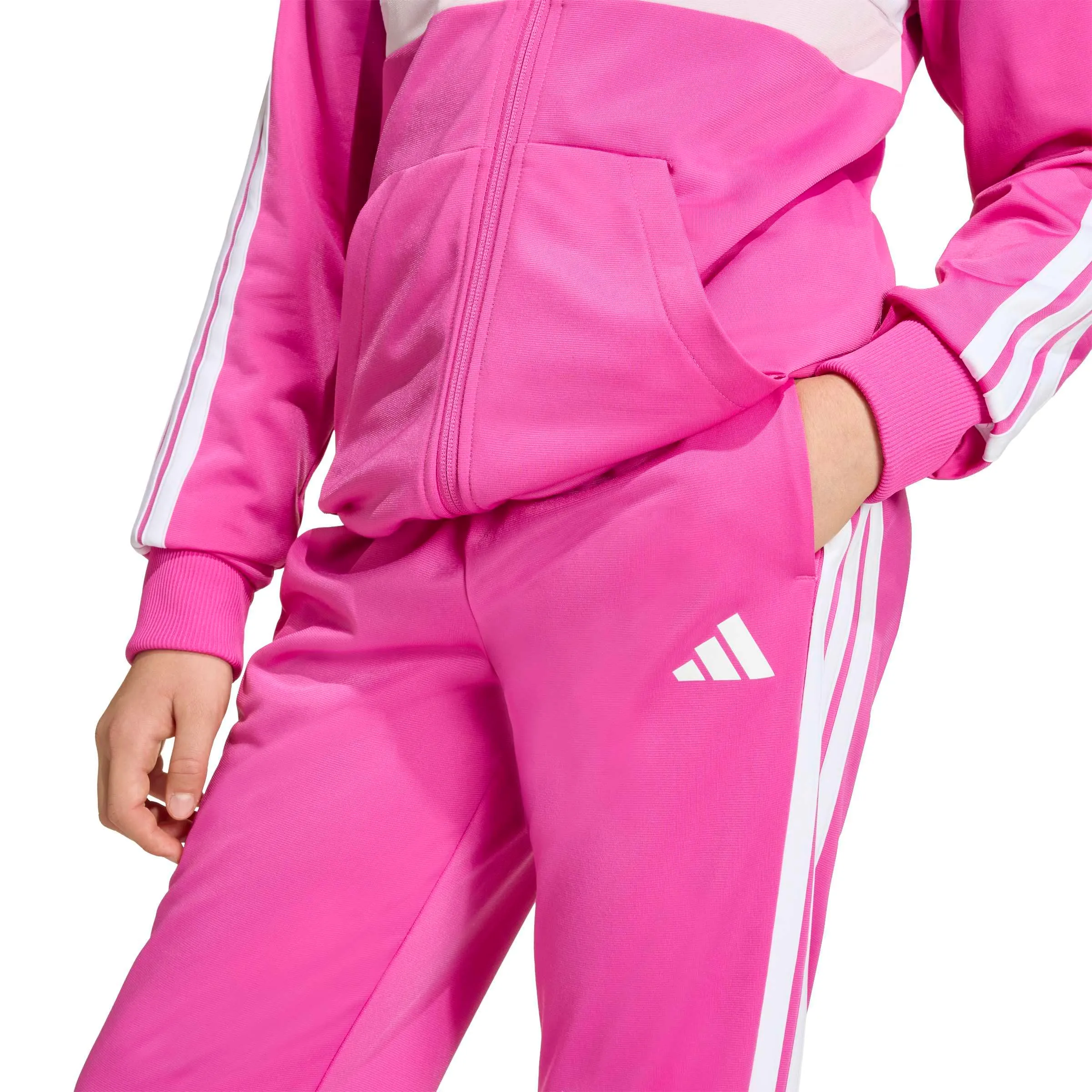 adidas Seasonal Essentials Tiberio 3 Stripes Tricot Tracksuit, Semi Lucid Fuchsia/Bright Yellow, 13-14 Years - immagine 5