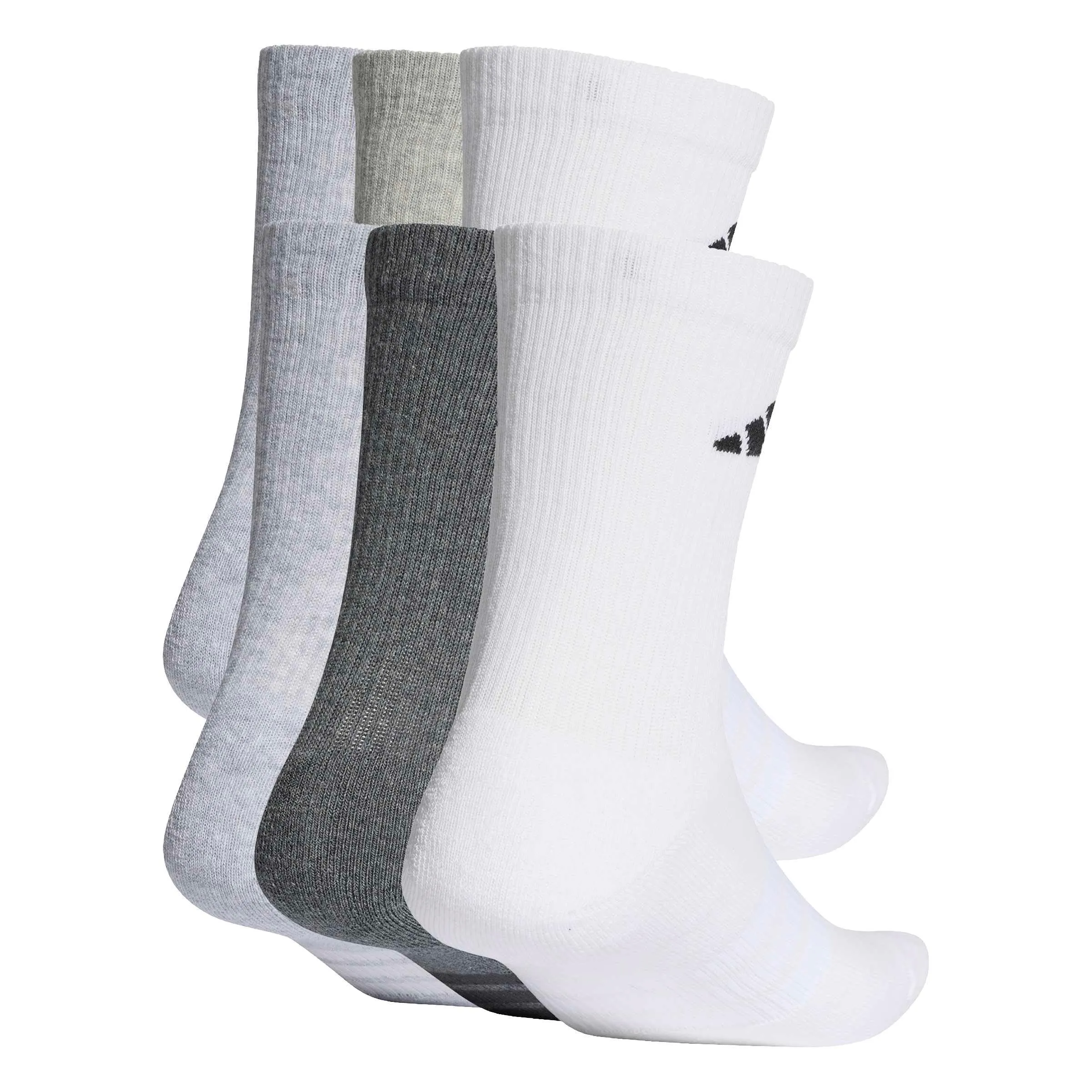 adidas Cushioned Crew Socks 6 Pair Pack, White/Grey Heather, 6-7 Years - immagine 3