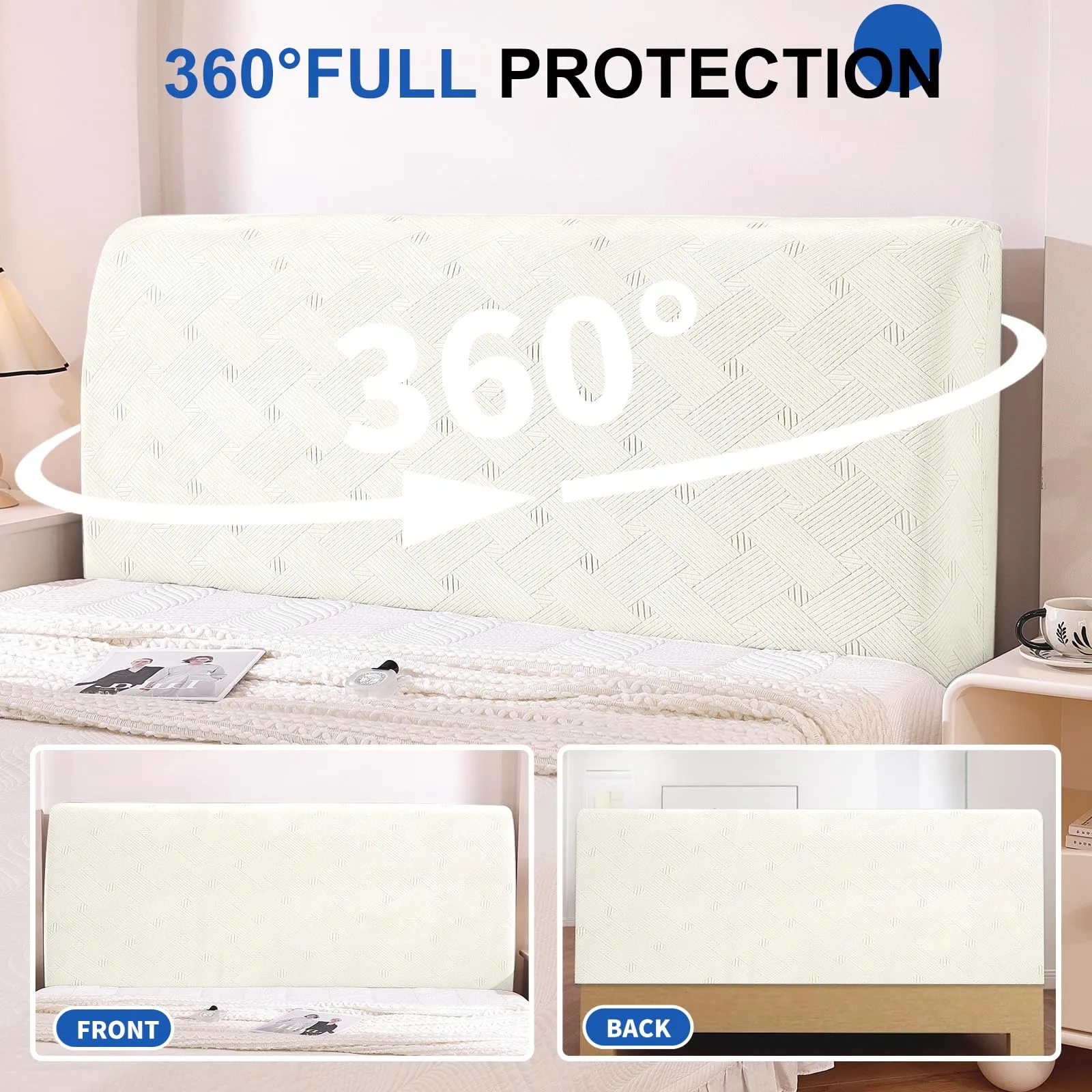 Ystyle Copri Testiera Letto Elasticizzata Matrimoniale, 180cm, Bianco - immagine 6
