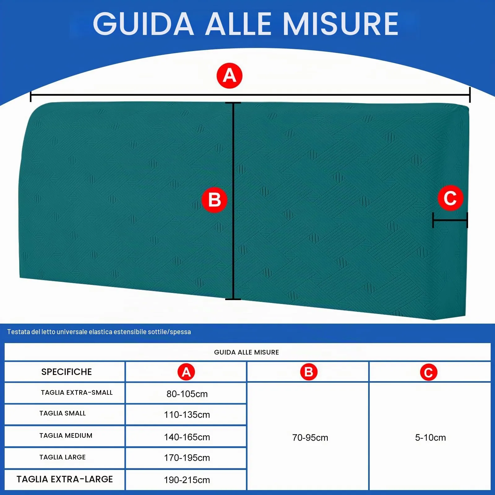 Ystyle Copri Testiera Letto Elasticizzata, 120cm, Blu Pavone - immagine 3