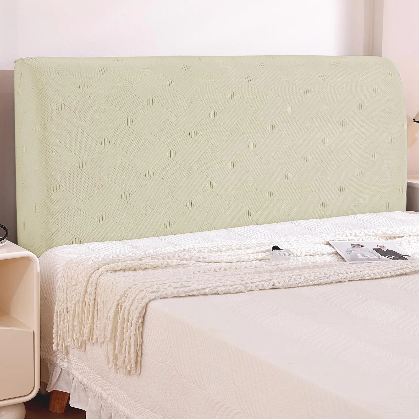 Ystyle Copri Testiera Letto Elasticizzata Matrimoniale, 200cm, Beige - immagine 1