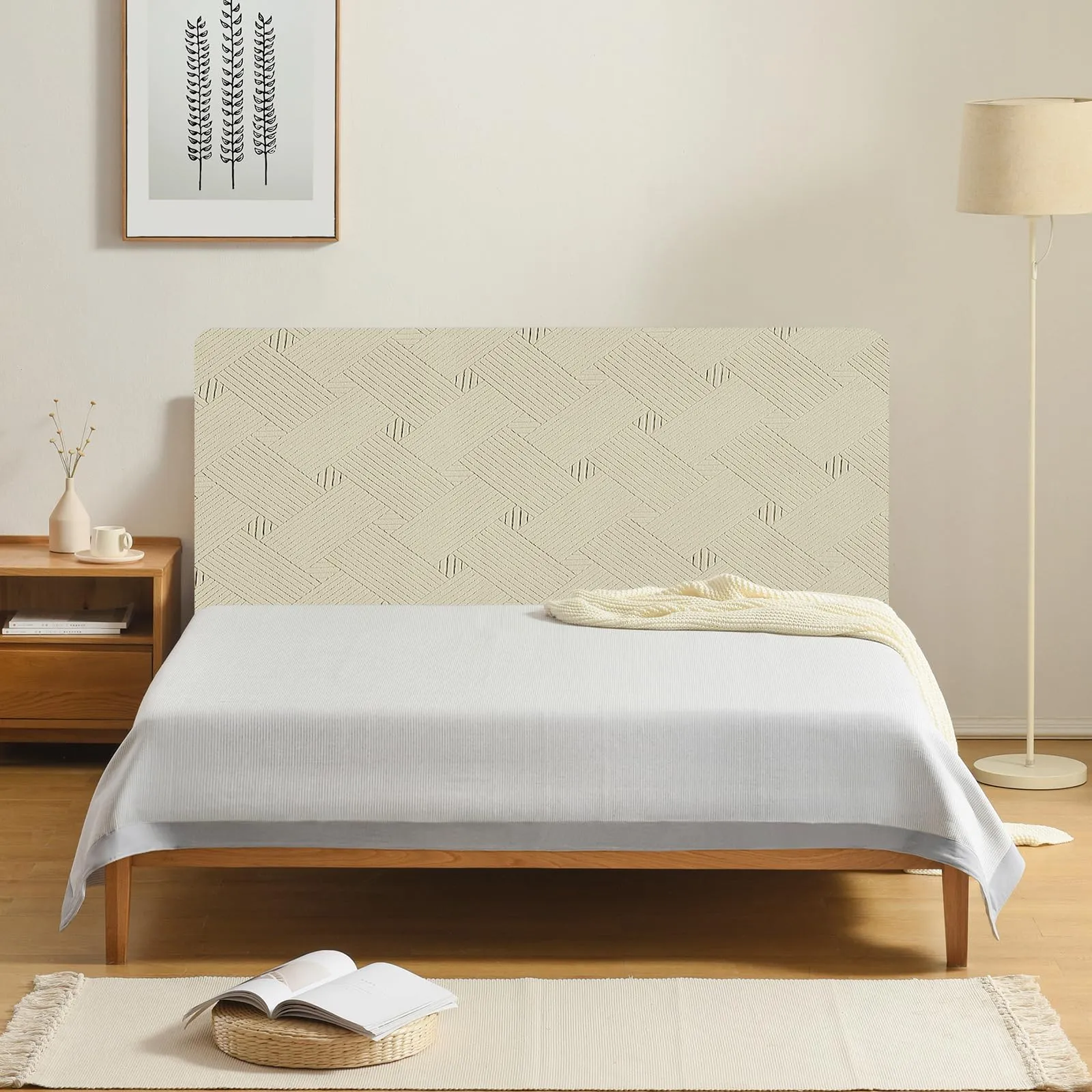 Ystyle Copri Testiera Letto Elasticizzata Matrimoniale, 200cm, Beige - immagine 2