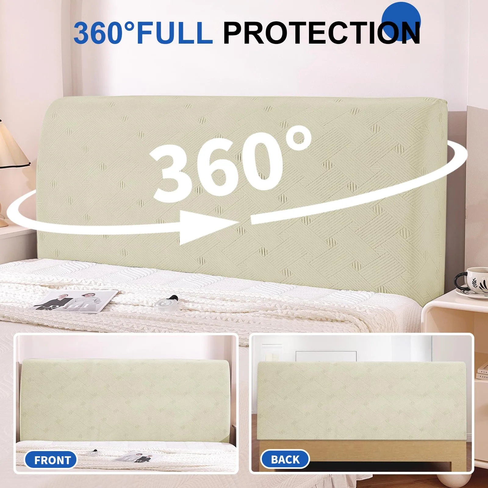 Ystyle Copri Testiera Letto Elasticizzata Matrimoniale, 200cm, Beige - immagine 6