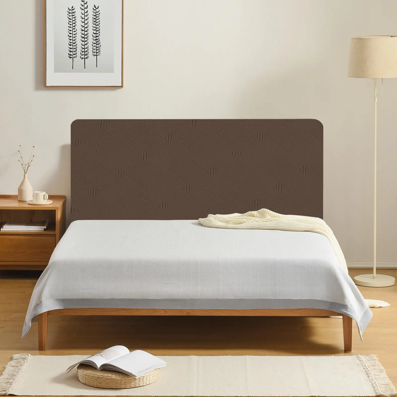 Ystyle Copri Testiera Letto Elasticizzata Matrimoniale, 200cm, Caffè - immagine 2
