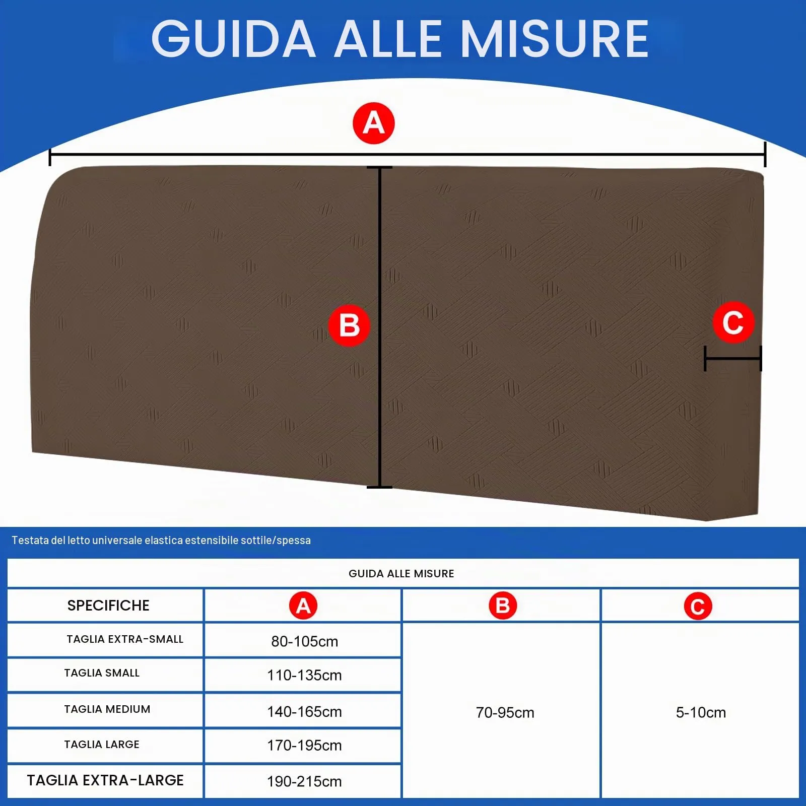 Ystyle Copri Testiera Letto Elasticizzata Matrimoniale, 180cm, Caffè - immagine 3