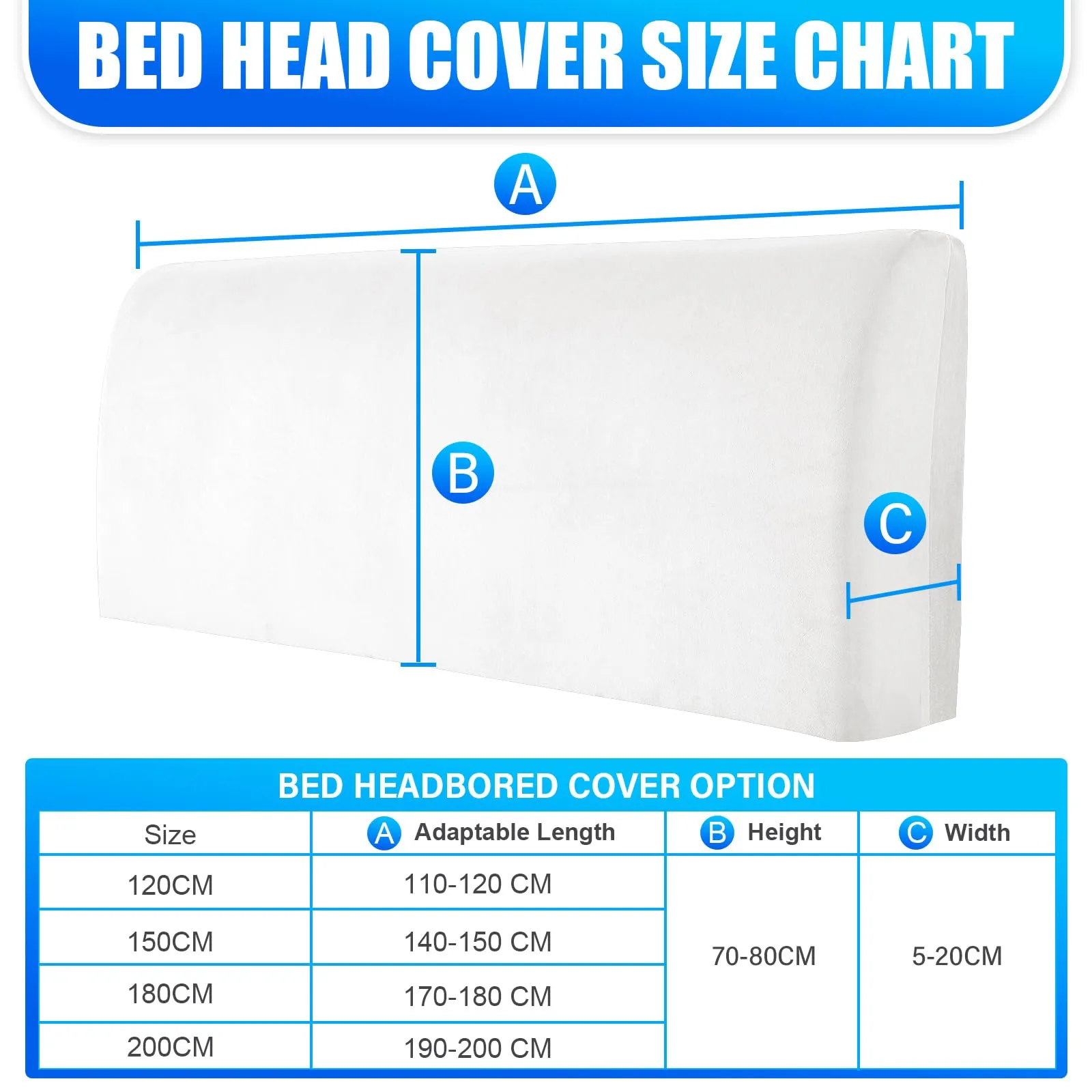 CYCMACO Copri Testata Letto in Velluto Universale, 120cm, Bianco - immagine 3