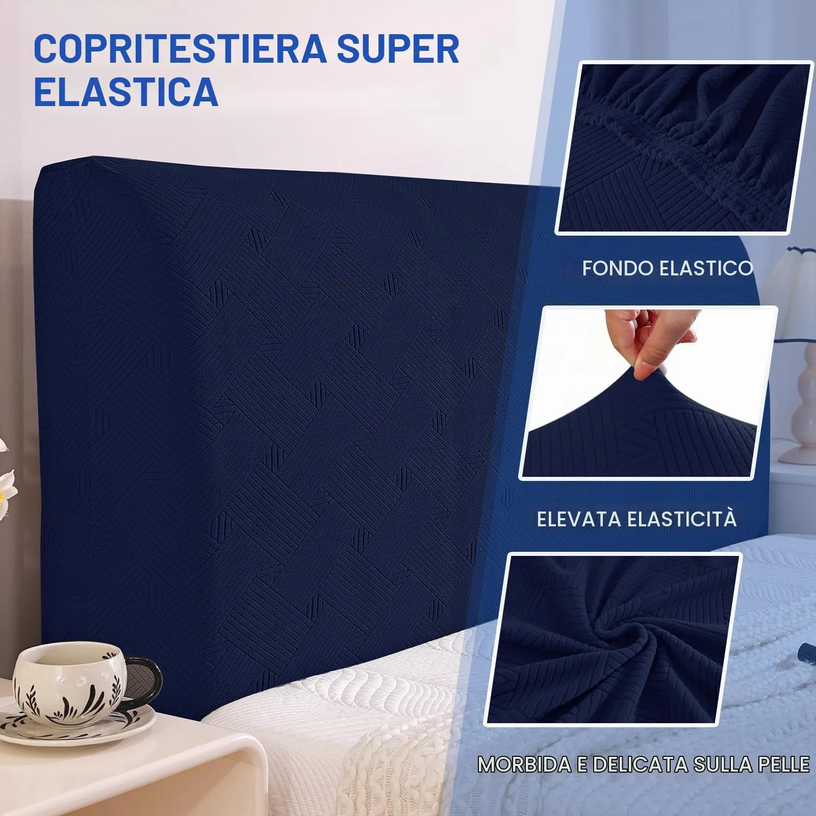 Ystyle Copri Testiera Letto Elasticizzata, 120cm, Blu Scuro - immagine 5
