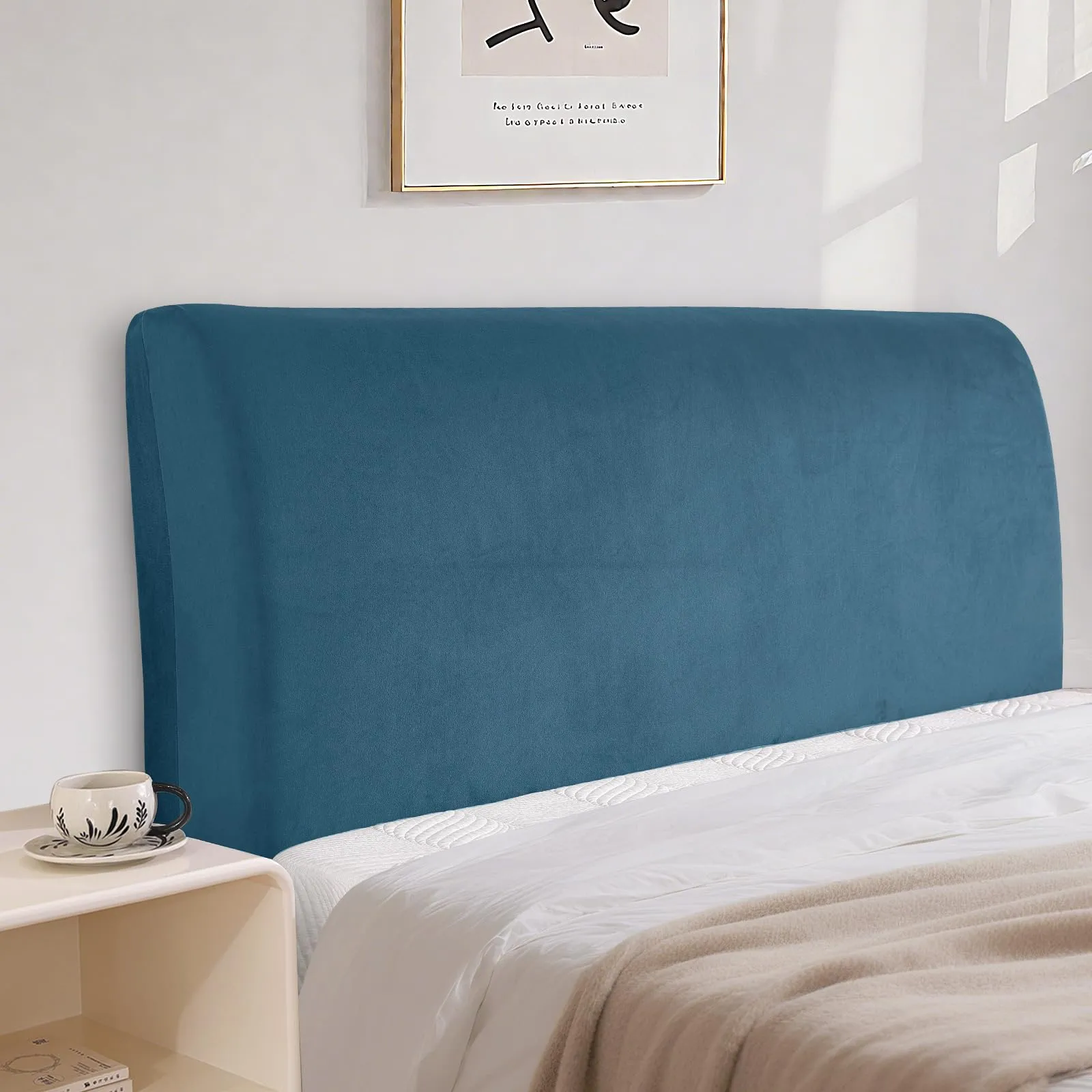 CYCMACO Copri Testata Letto in Velluto Universale 150cm, Blu Pavone - immagine 1