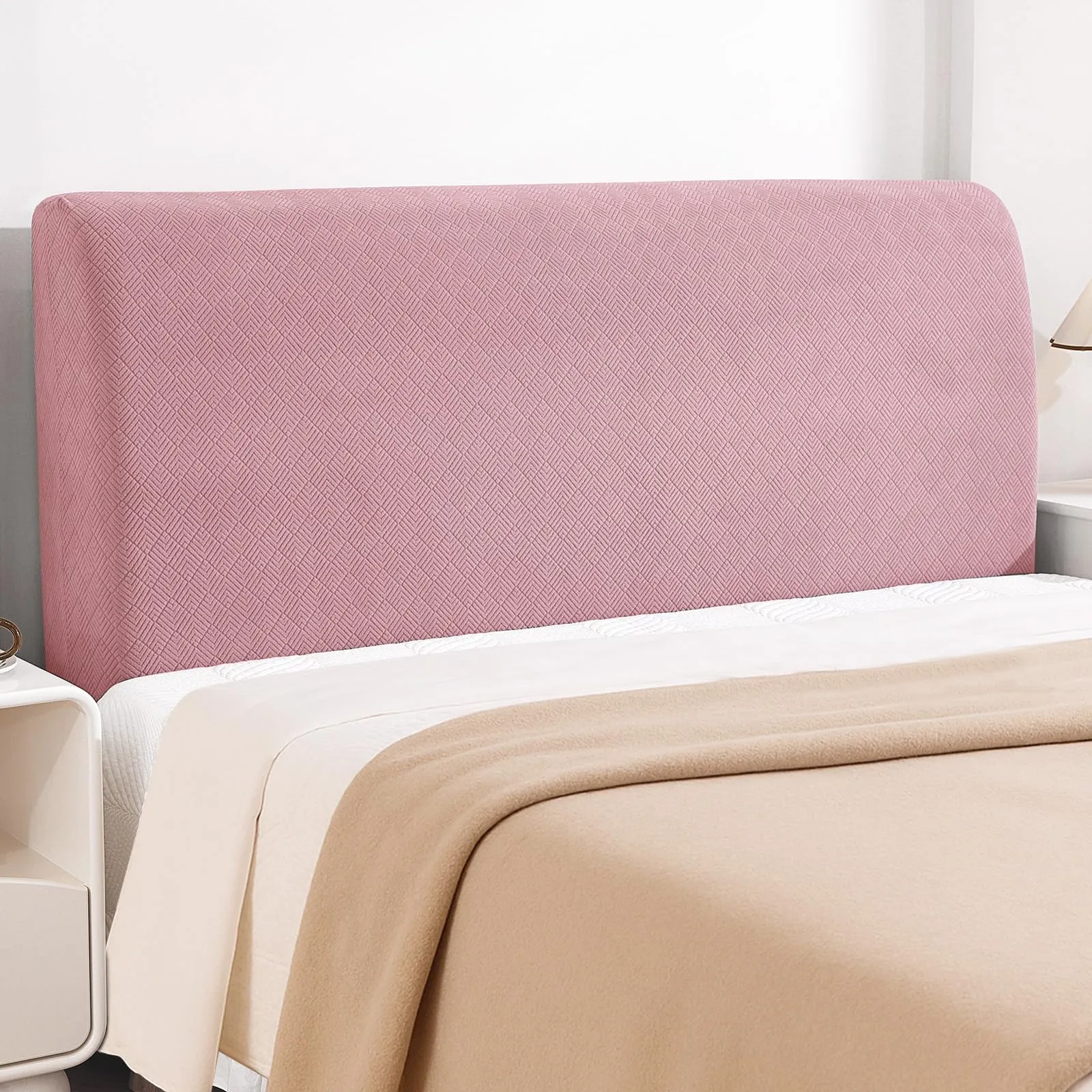 YSTELLAA Copri Testata Letto Singolo Elasticizzata 120cm, Rosa - immagine 1