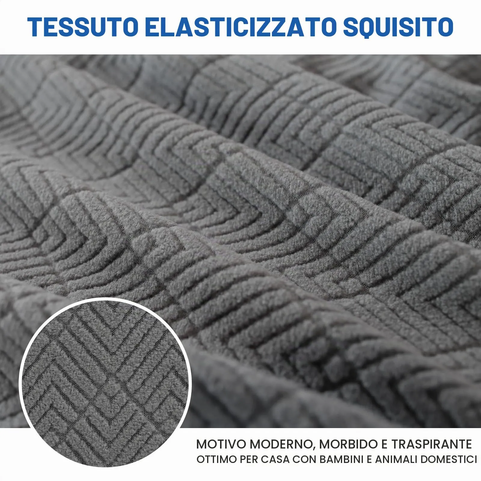 YSTELLAA Copri Testata Letto Matrimoniale Elasticizzata, 200cm, Grigio Chiaro - immagine 4