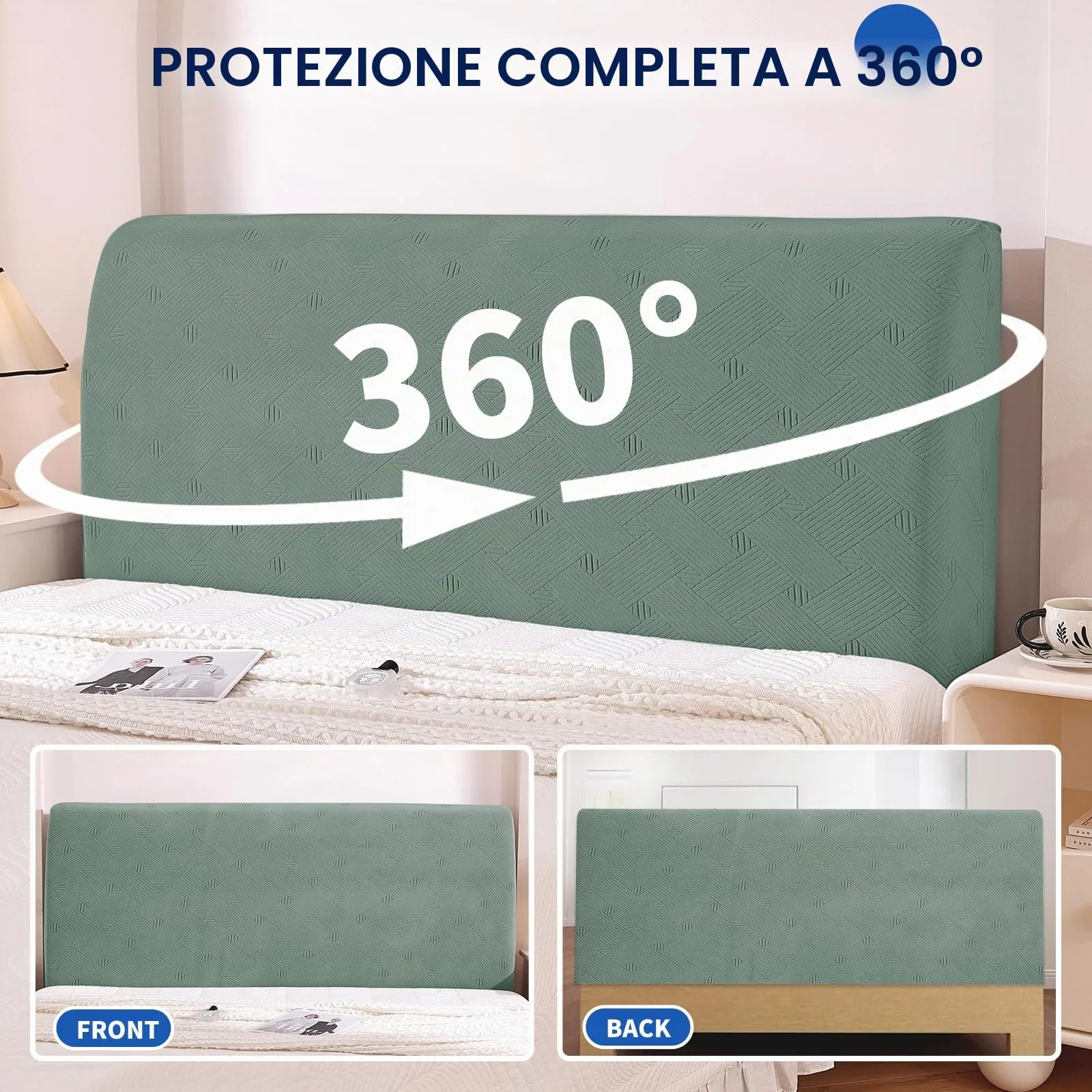 Ystyle Copri Testiera Letto Elasticizzata Matrimoniale, 150cm, Verde Chiaro - immagine 6