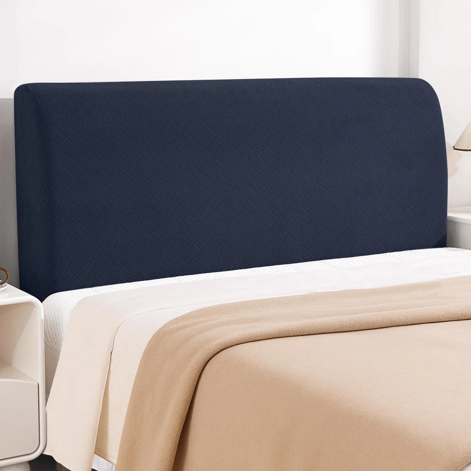 YSTELLAA Copri Testata Letto Singolo, 120cm, Elasticizzata e Lavabile, Blu Scuro - immagine 1