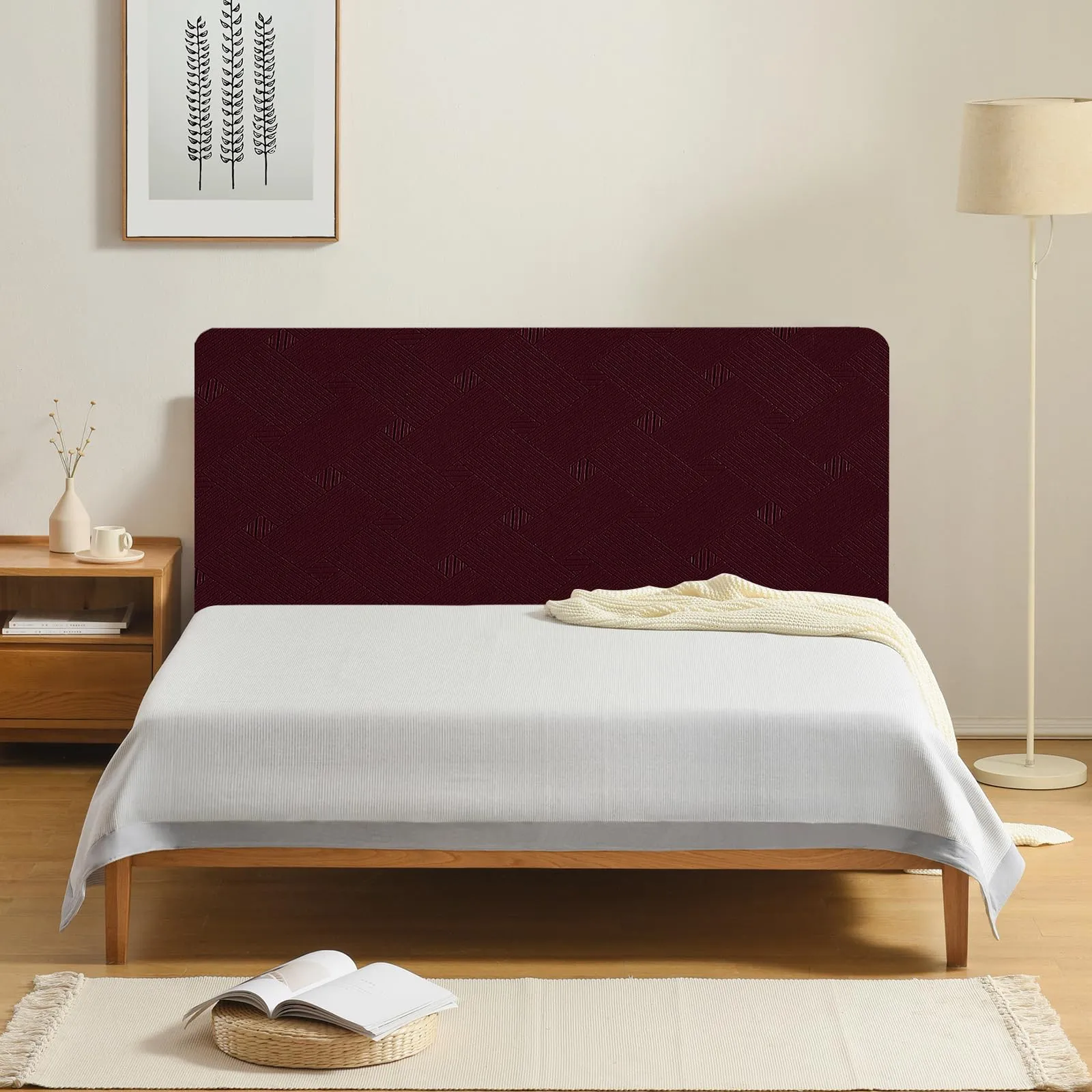 Ystyle Copri Testiera Letto Elasticizzata Matrimoniale, 150cm, Borgogna - immagine 2