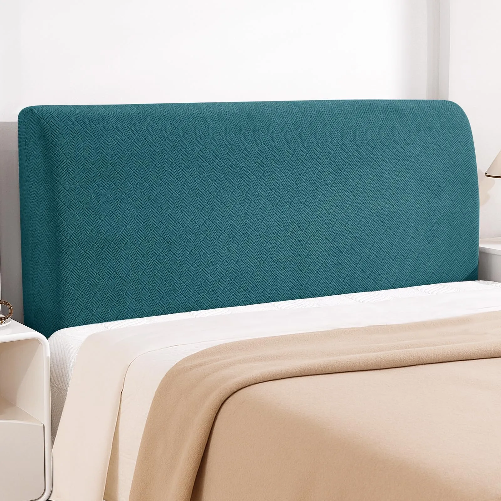 YSTELLAA Copri Testata Letto Matrimoniale Elasticizzato, 150cm, Verde Scuro - immagine 1