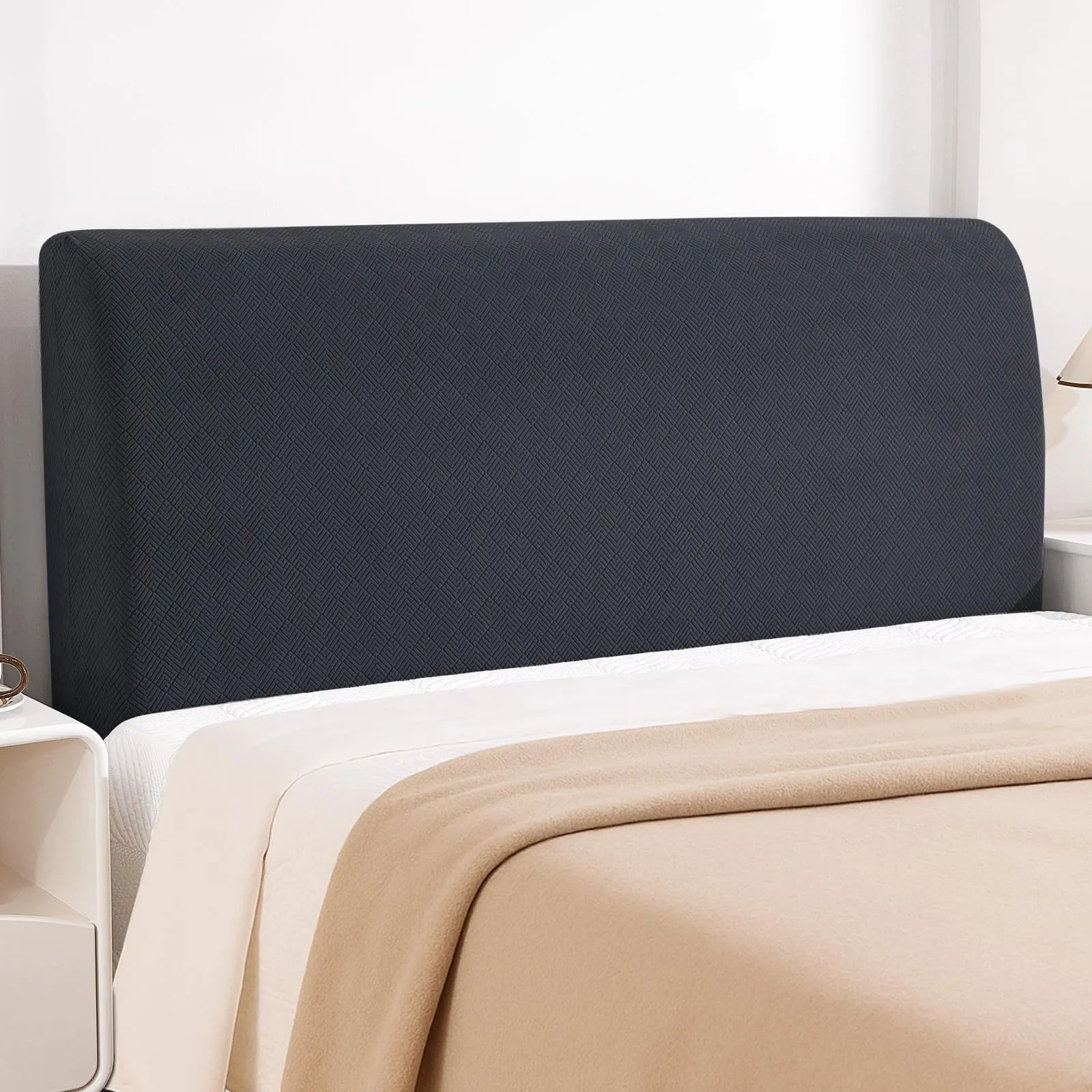 YSTELLAA Copri Testata Letto Singolo, 120cm, Elasticizzata, Lavabile, Grigio Scuro - immagine 1