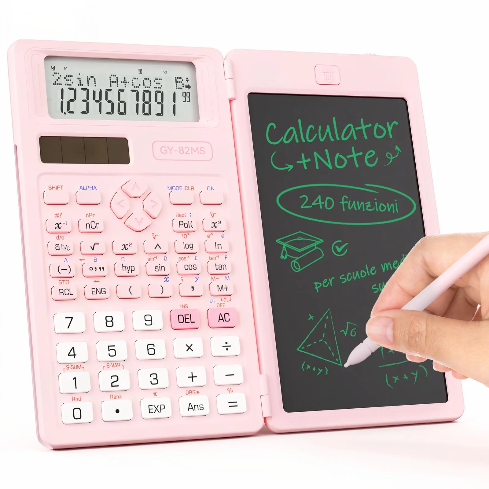 ROATEE 82MS Calcolatrice Scientifica Pieghevole con Blocco Note LCD e Display a 2 Righe - immagine 1