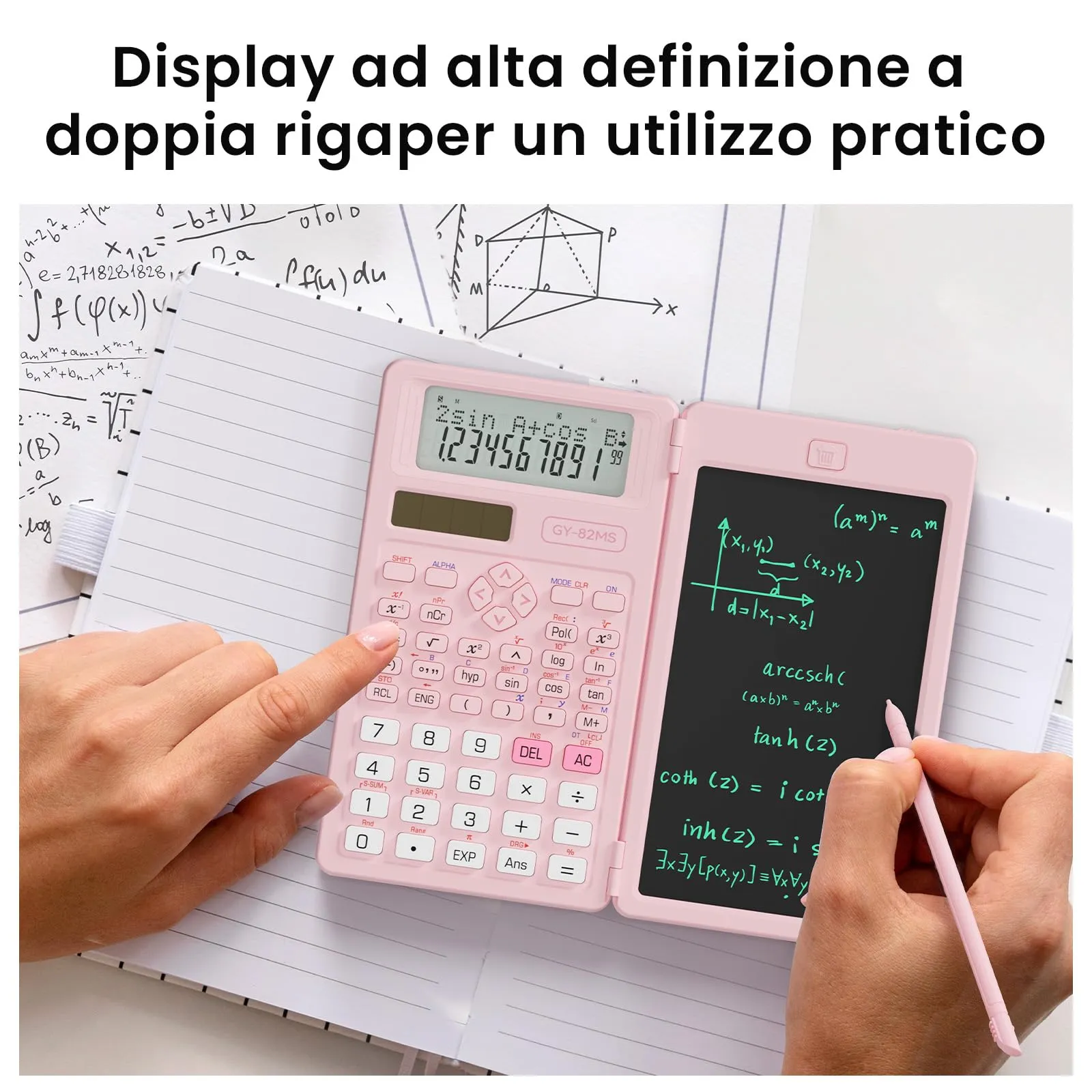 ROATEE 82MS Calcolatrice Scientifica Pieghevole con Blocco Note LCD e Display a 2 Righe - immagine 7