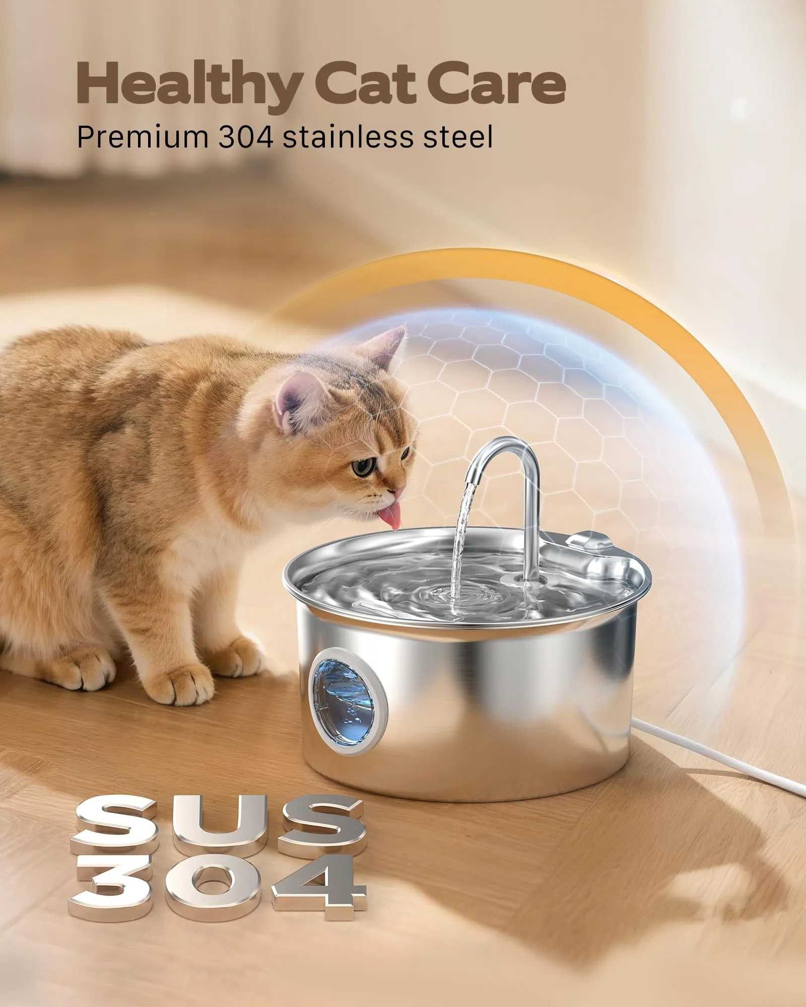 ATMZIQXR Fontanella per Gatti in Acciaio Inox 2.6L S18 - immagine 3